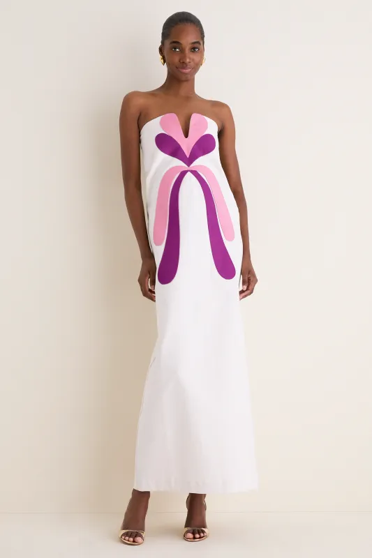 Off White Structured Petal Maxi Dress made by Adriana Degreas
