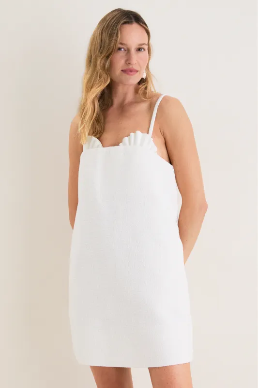 Off White Shell Bustier Mini Dress made by Adriana Degreas