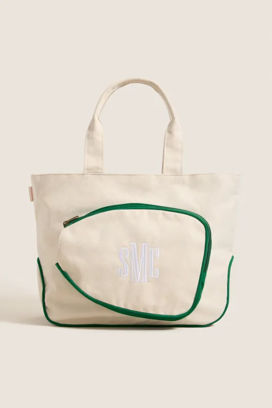 Green and White Monogrammed Tennis Tote made by Tuckernuck