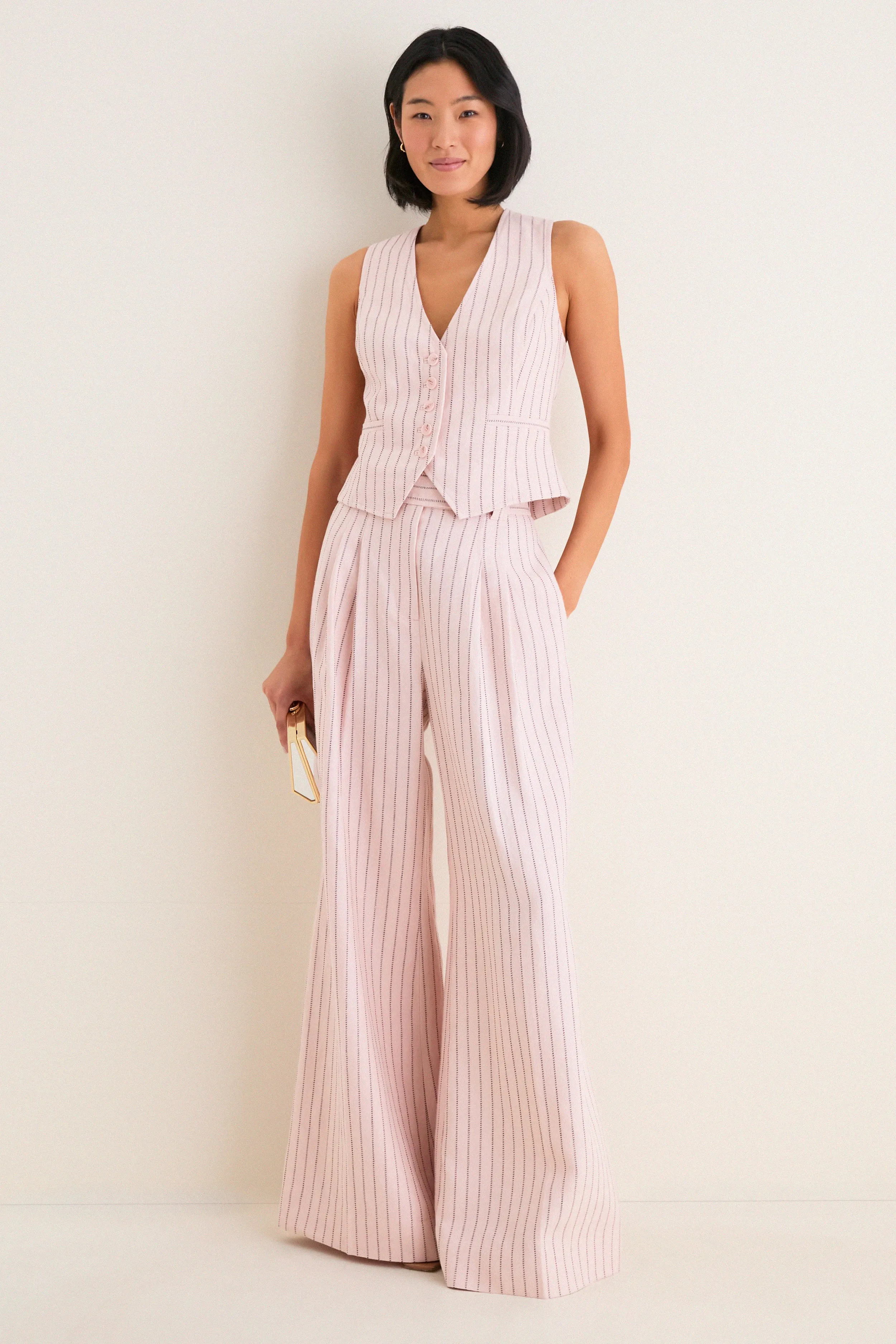 Pink Chocolate Stripe Alchemy Linen Waistcoat sold by Tuckernuck product image thumbnail 2