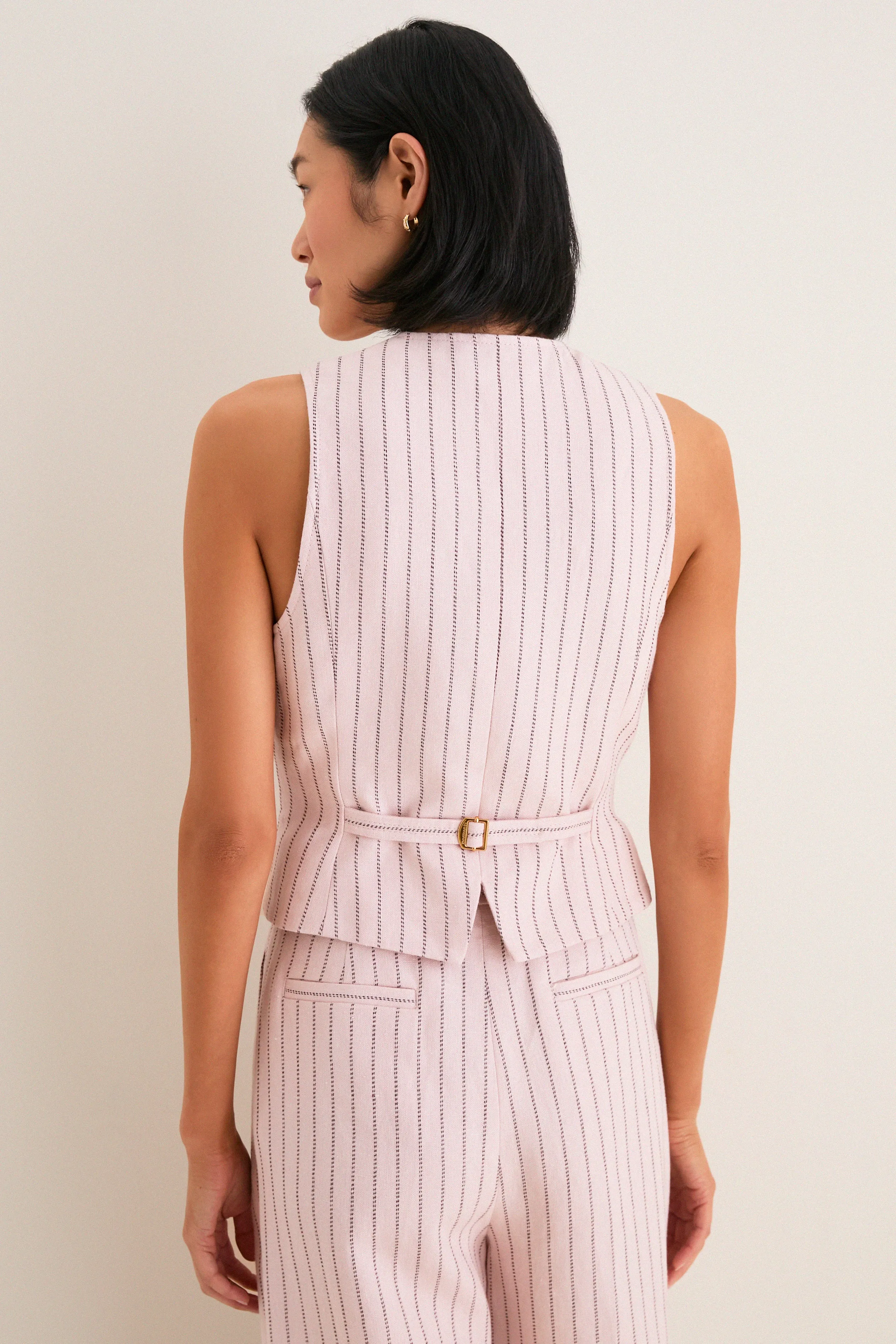 Pink Chocolate Stripe Alchemy Linen Waistcoat sold by Tuckernuck product image thumbnail 4