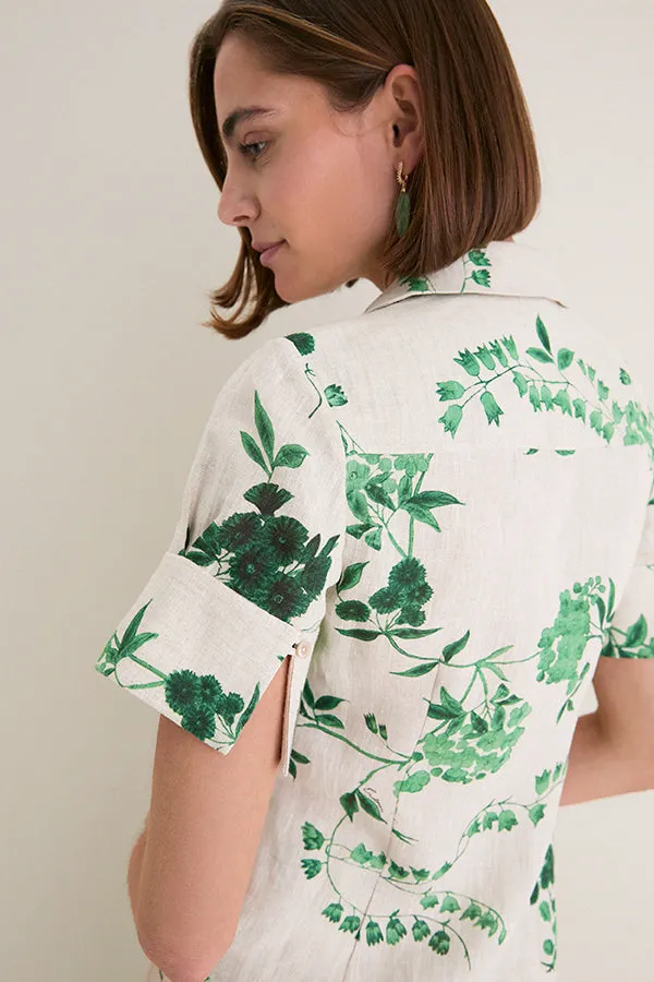French Chintz Bottle Green Floral Print Linen Short Sleeve Shirt sold by Tuckernuck product image thumbnail 5