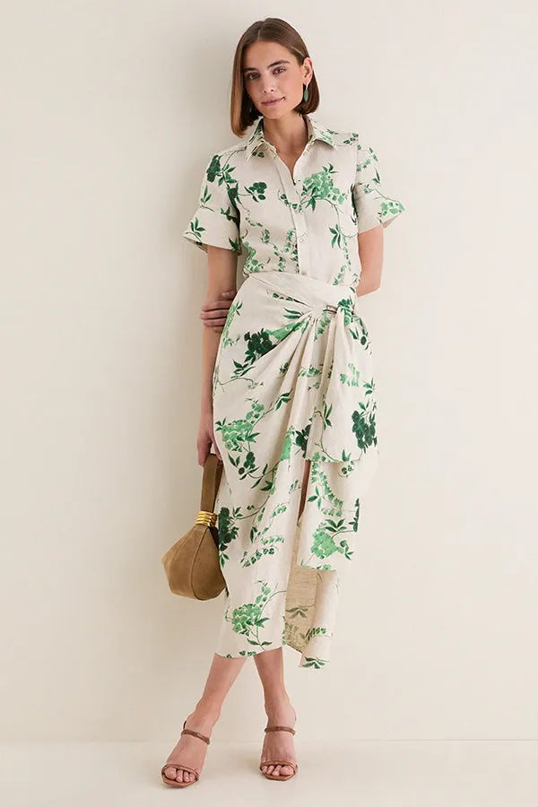 French Chintz Bottle Green Floral Print Linen Short Sleeve Shirt sold by Tuckernuck product image thumbnail 2
