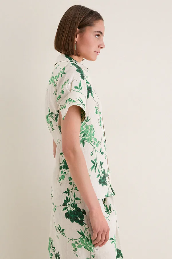 French Chintz Bottle Green Floral Print Linen Short Sleeve Shirt sold by Tuckernuck product image thumbnail 3
