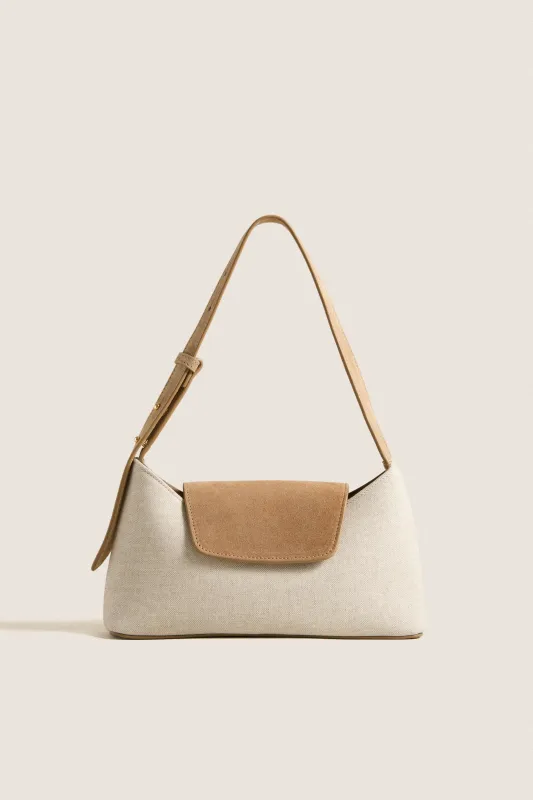Tan Suede and Canvas Envelope Bag made by Elleme