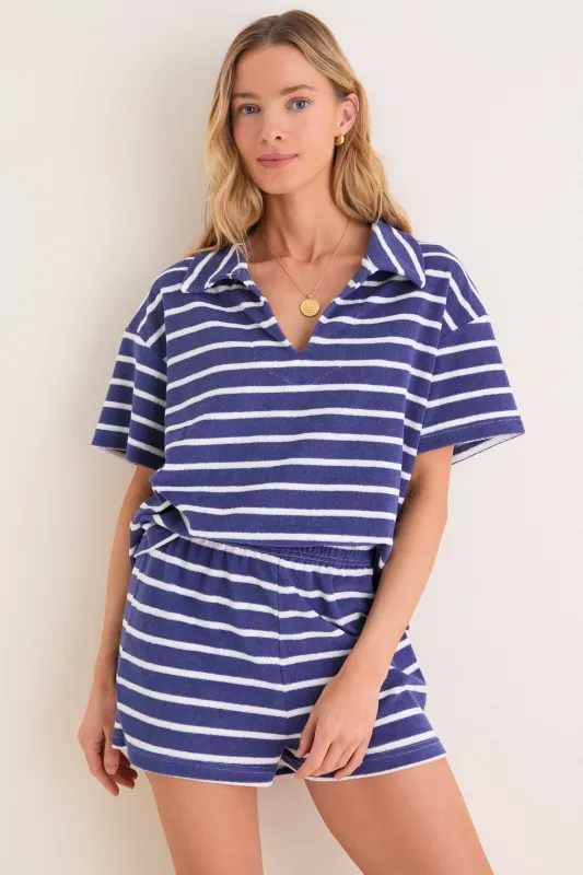 Navy Stripe Terrycloth Tybee Top made by Tuckernuck
