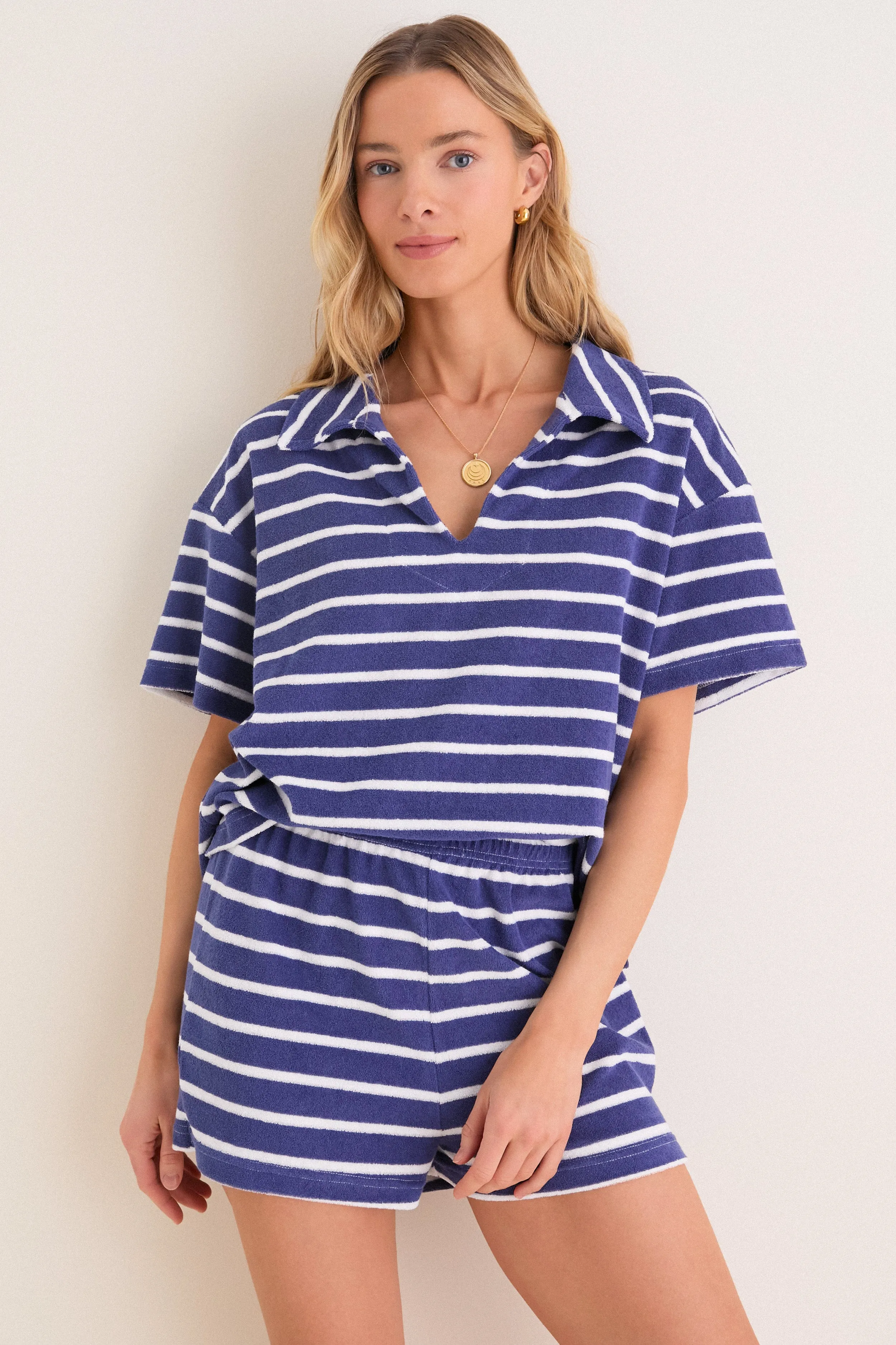 Navy Stripe Terrycloth Tybee Top sold by Tuckernuck