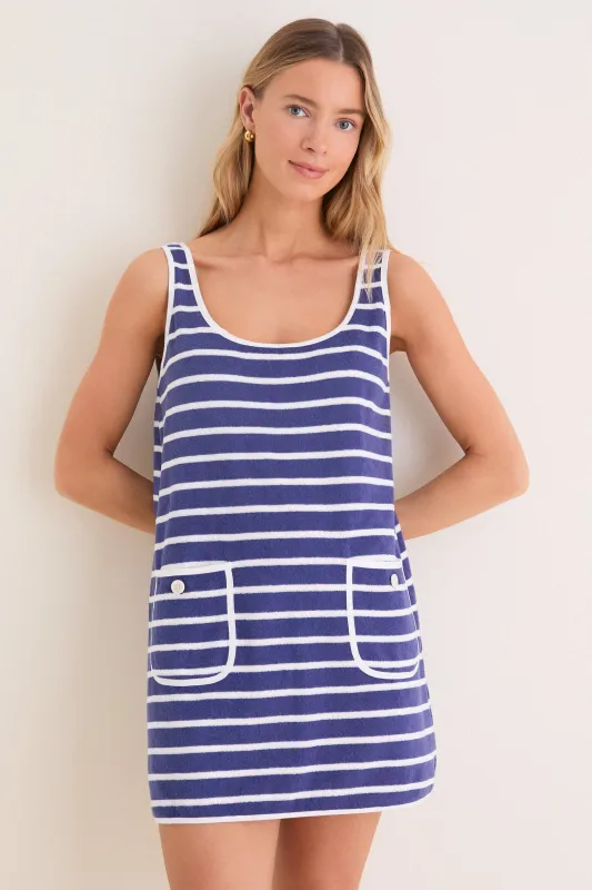 Navy Stripe Mini Terrycloth Coverup made by Tuckernuck