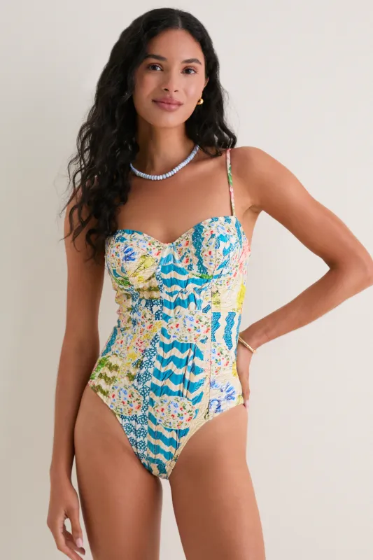 Morning Glory Underwire One Piece Swimsuit made by Hunter Bell NYC
