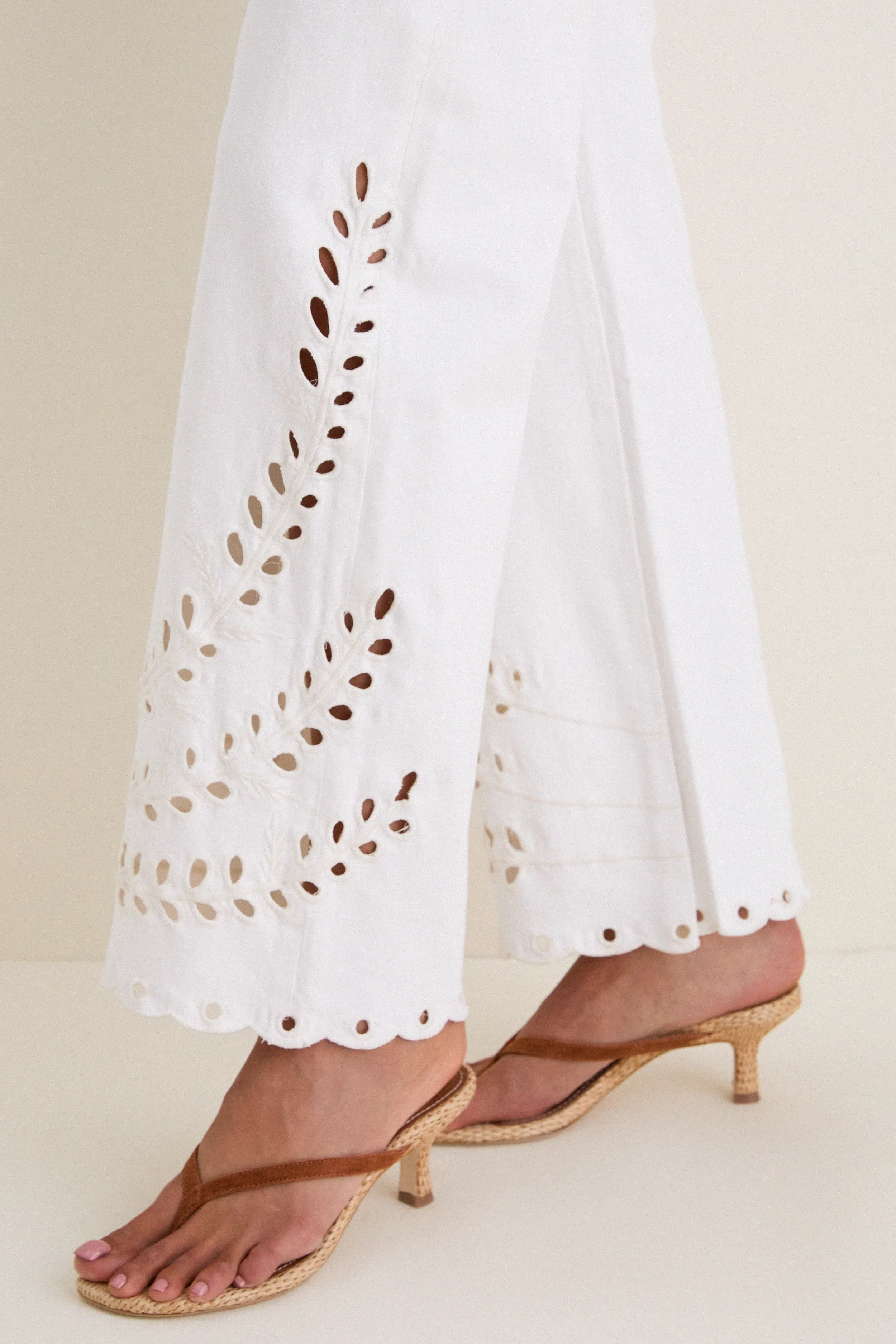 White Eyelet High Rise Column Jean sold by Tuckernuck product image thumbnail 5