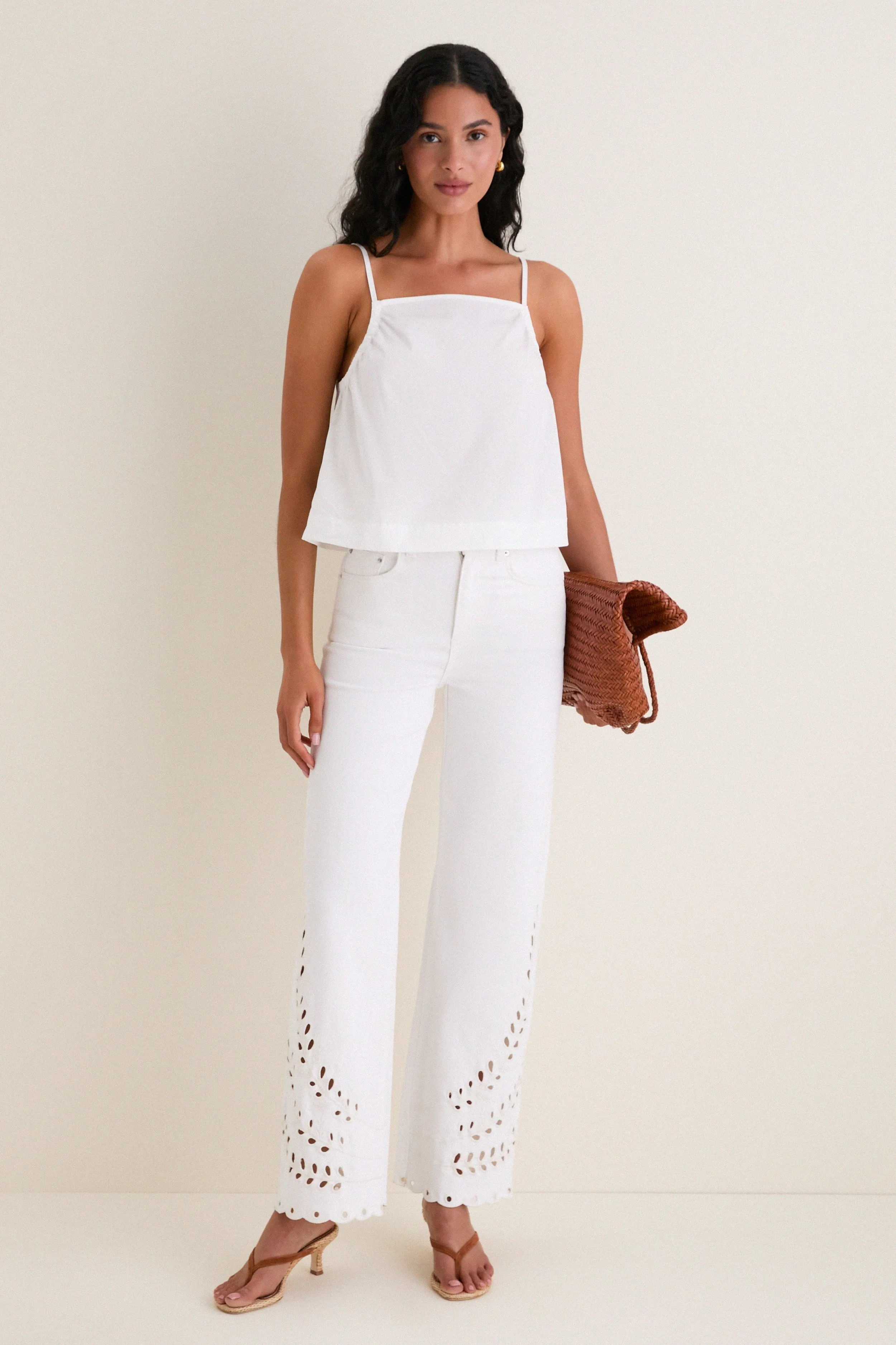 White Eyelet High Rise Column Jean sold by Tuckernuck product image thumbnail 2