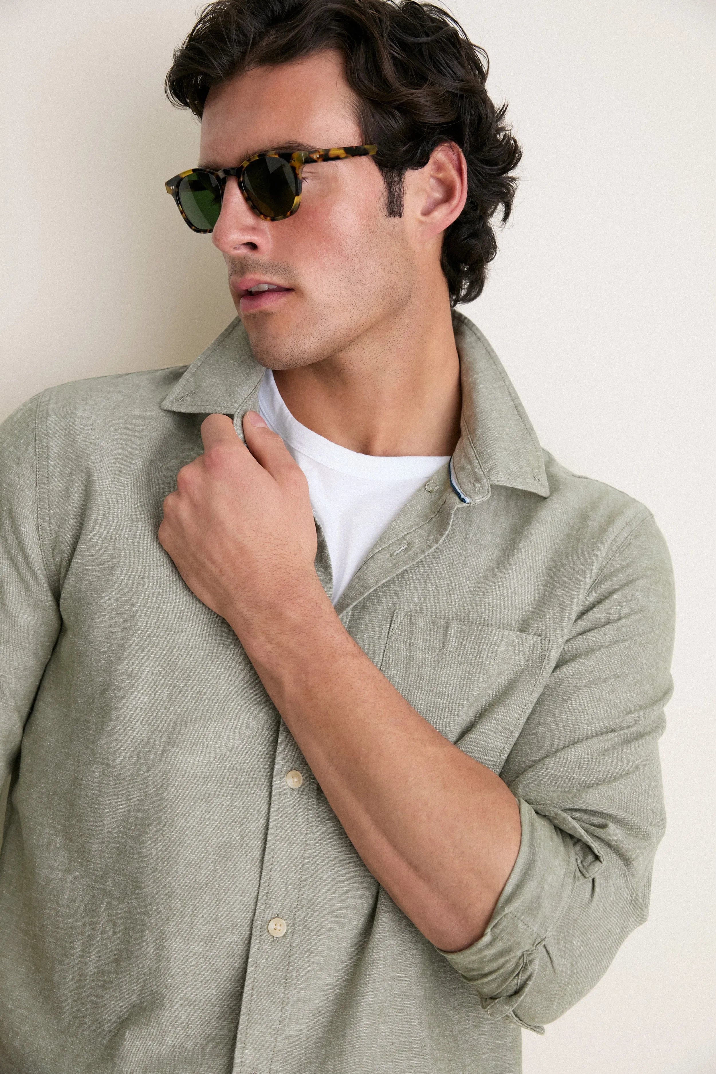 Olive Better-Than-Linen Shirt sold by Tuckernuck product image thumbnail 5