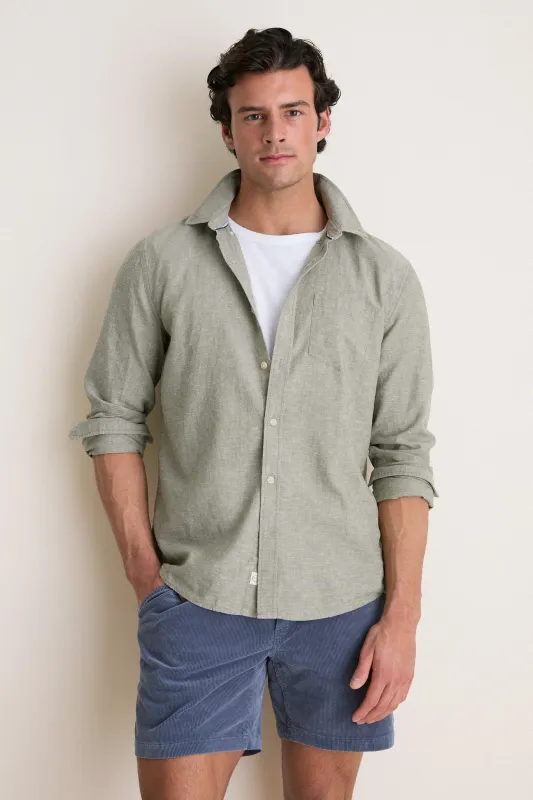 Olive Better-Than-Linen Shirt made by Marine Layer