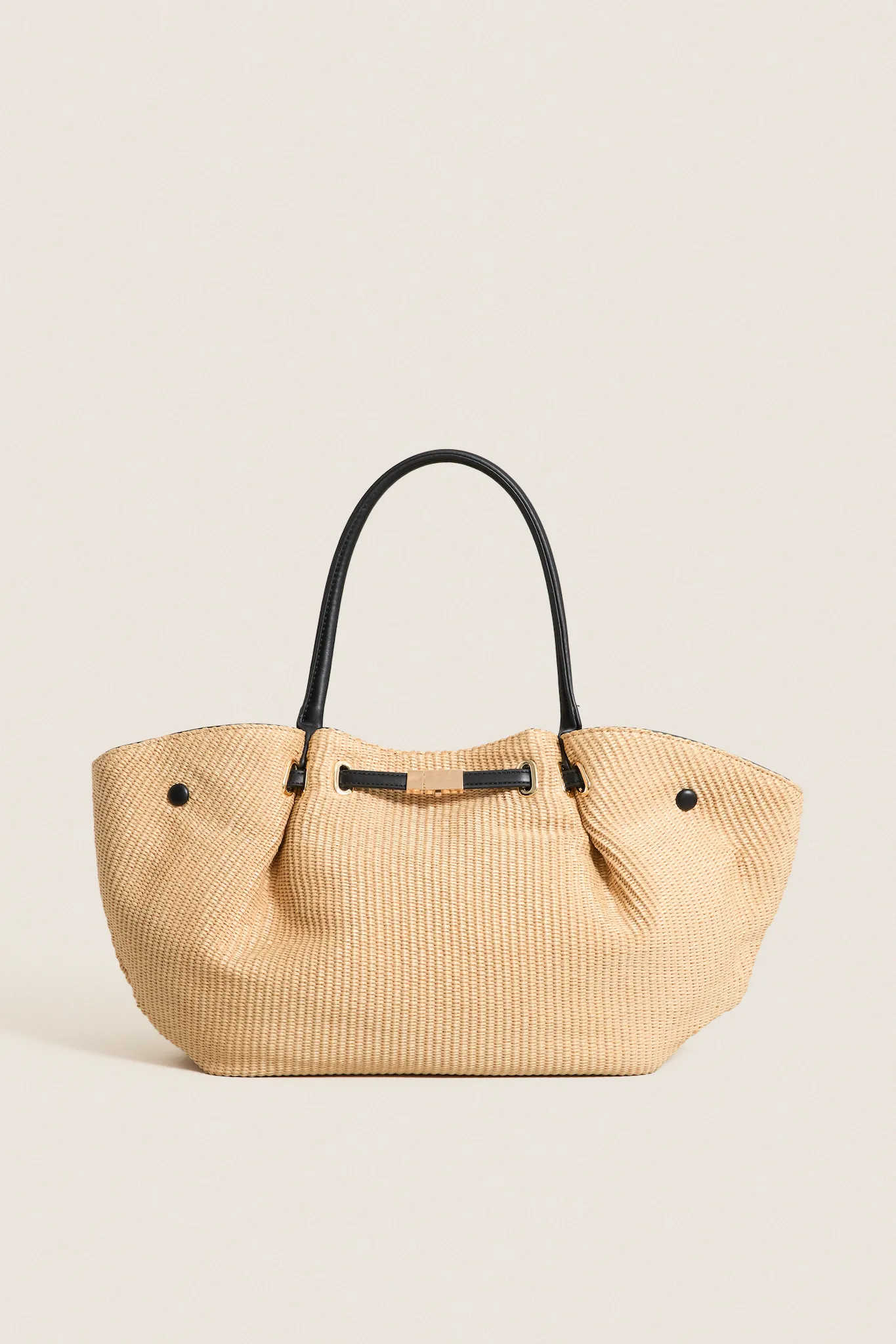 Natural Black Kaia Straw Tote sold by Tuckernuck