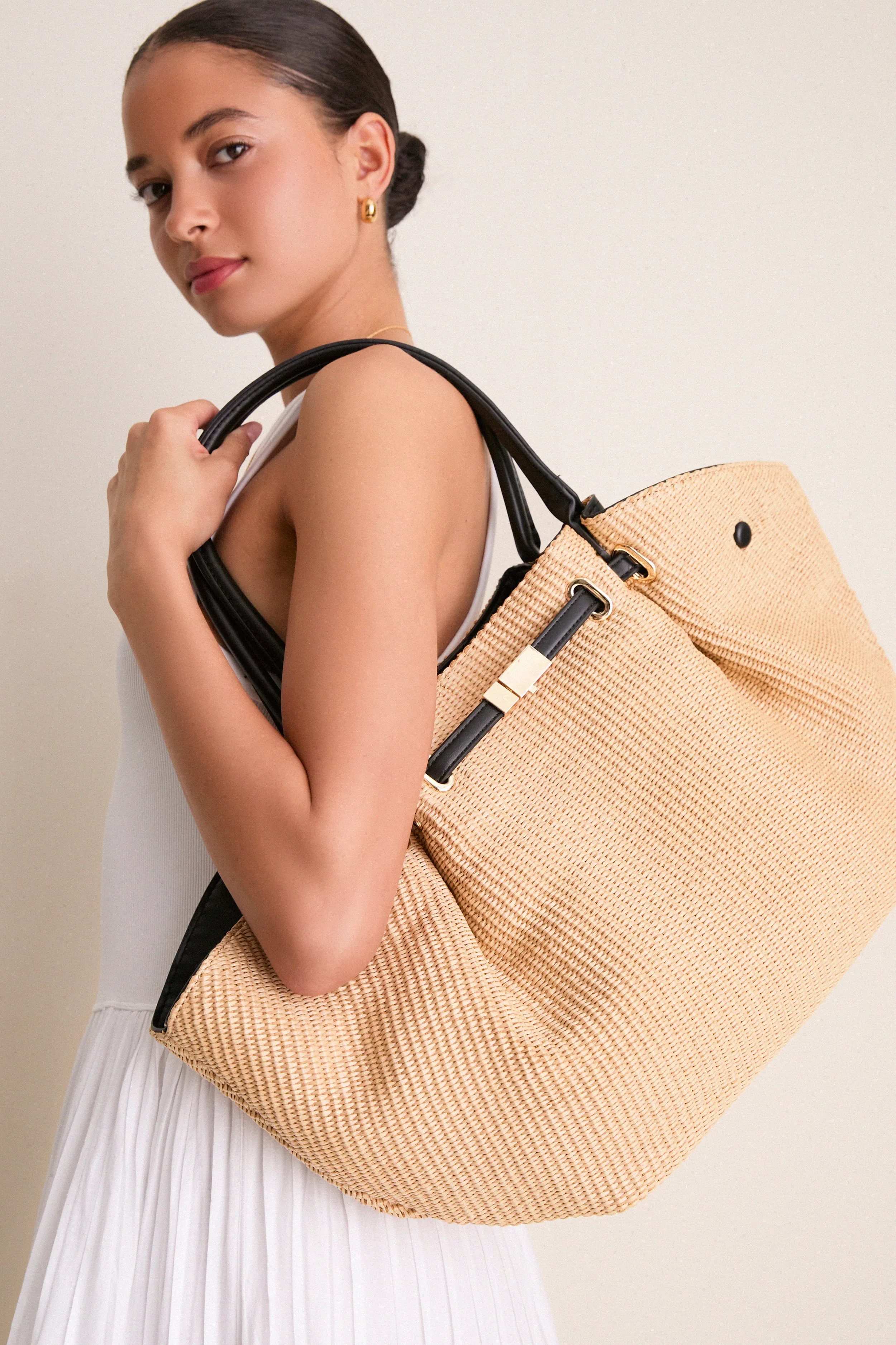 Natural Black Kaia Straw Tote sold by Tuckernuck product image thumbnail 2