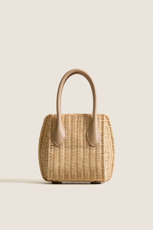 Natural Wicker Wave Top Handle Bag made by Tuckernuck