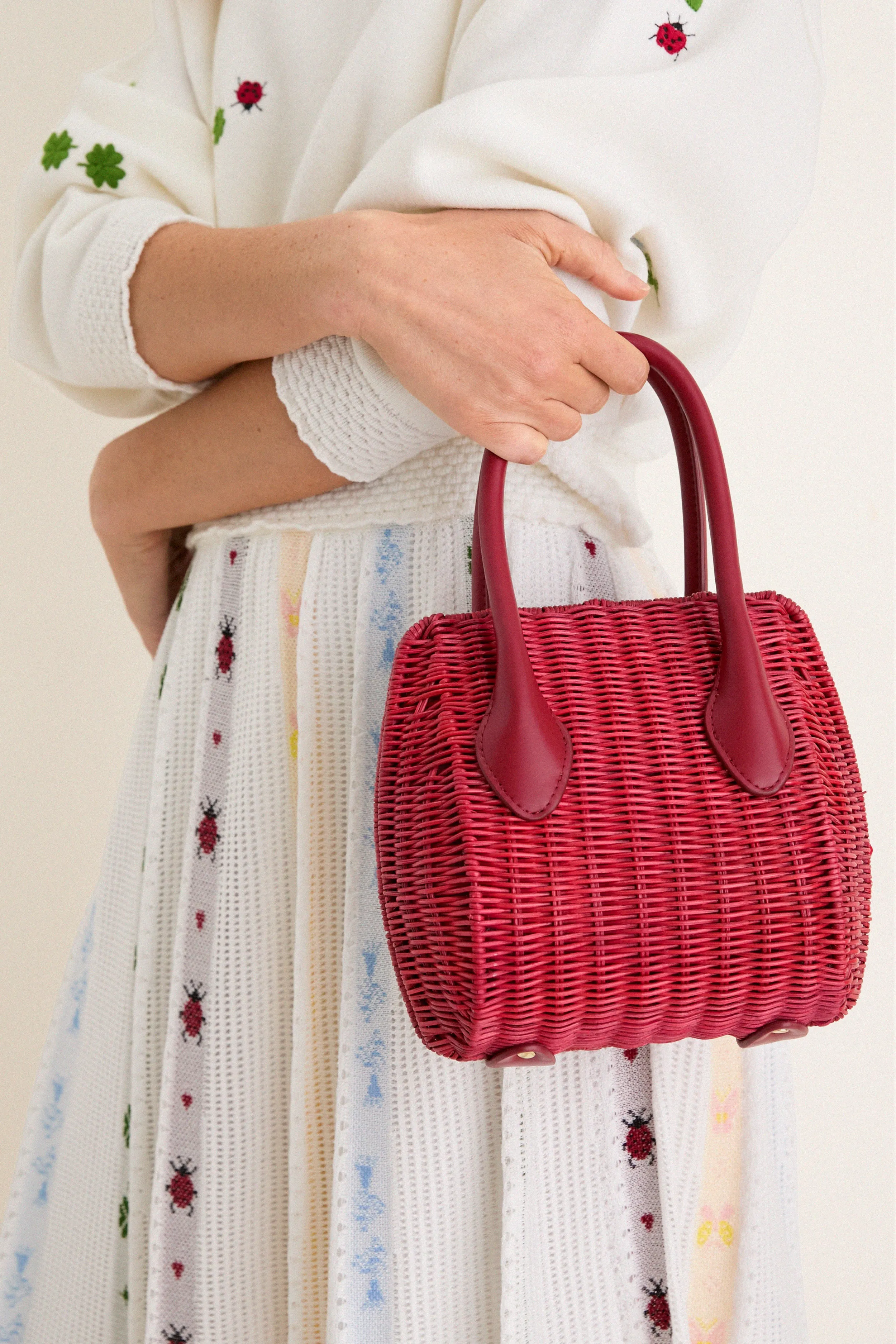 Cherry Wicker Wave Top Handle Bag sold by Tuckernuck product image thumbnail 2
