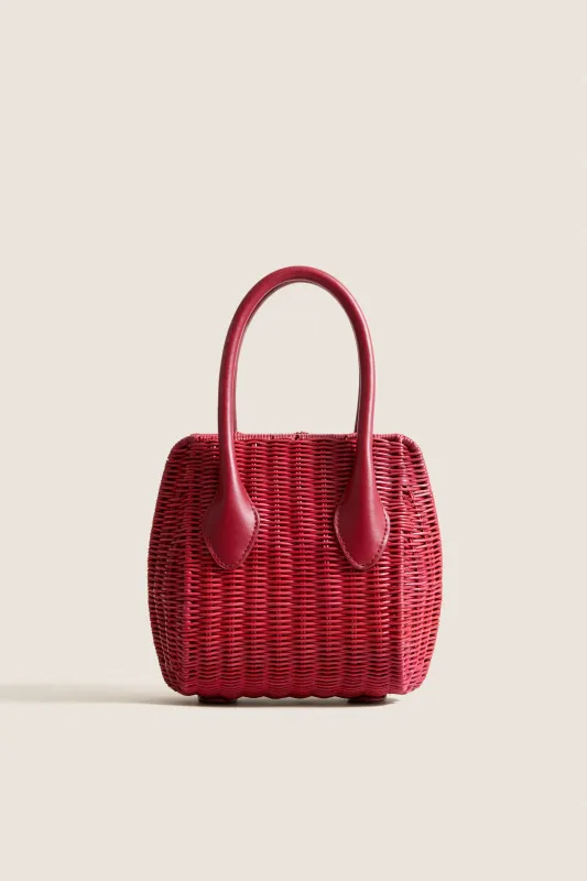 Cherry Wicker Wave Top Handle Bag made by Tuckernuck