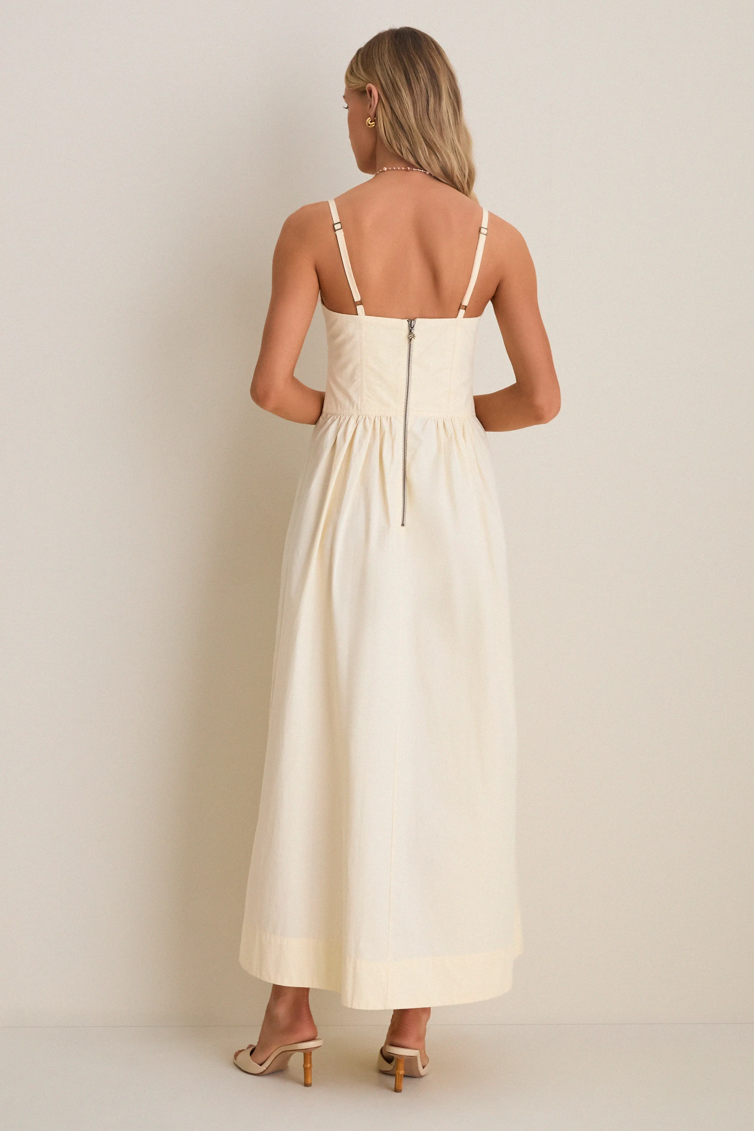Beige Shell Waisted Midi Dress sold by Tuckernuck product image thumbnail 4