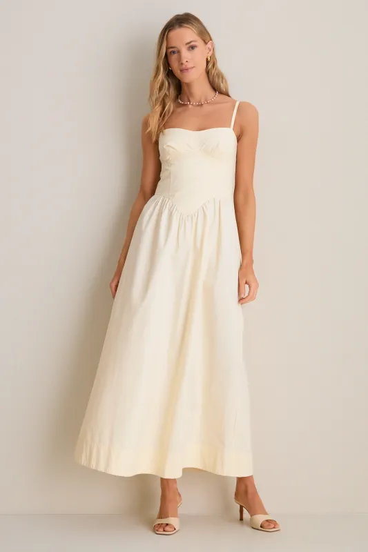 Beige Shell Waisted Midi Dress made by Dress to