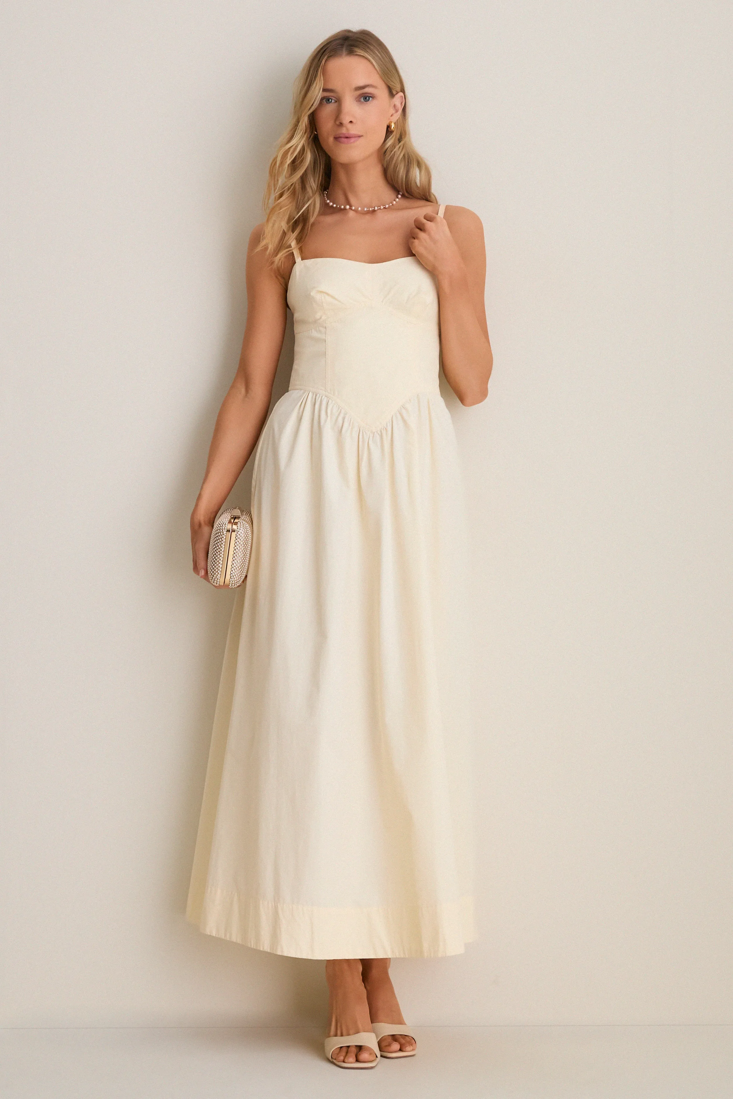 Beige Shell Waisted Midi Dress sold by Tuckernuck product image thumbnail 2