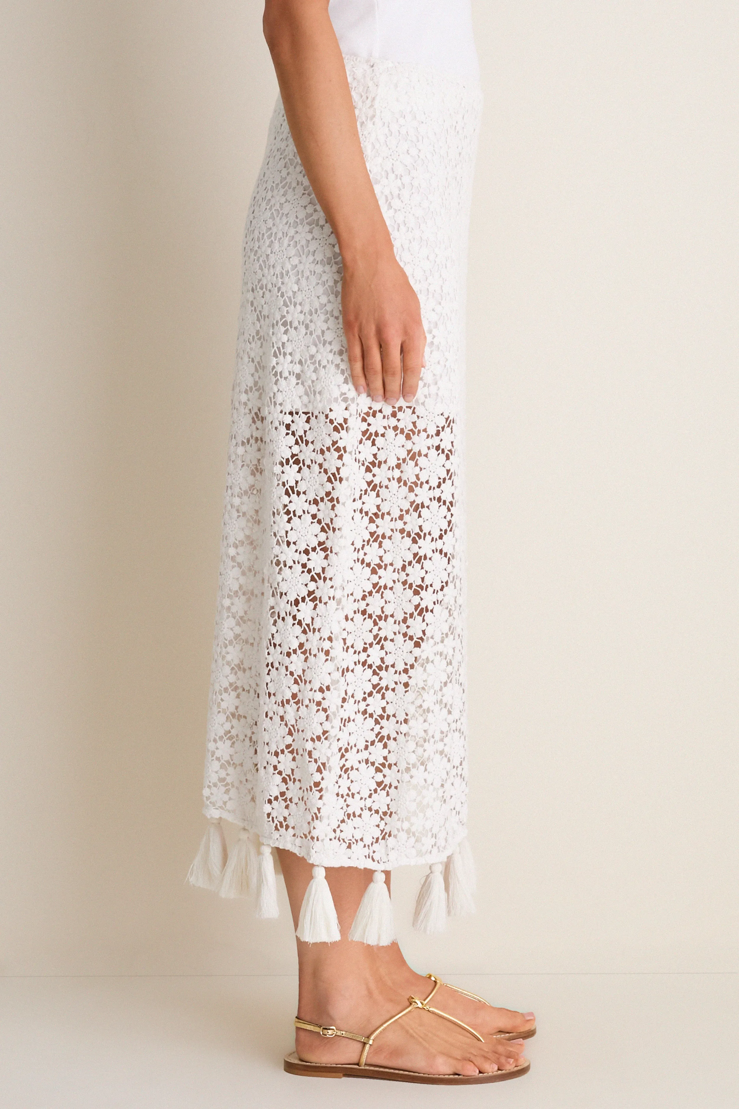 Cream Valeska Tassel Column Skirt sold by Tuckernuck product image thumbnail 3