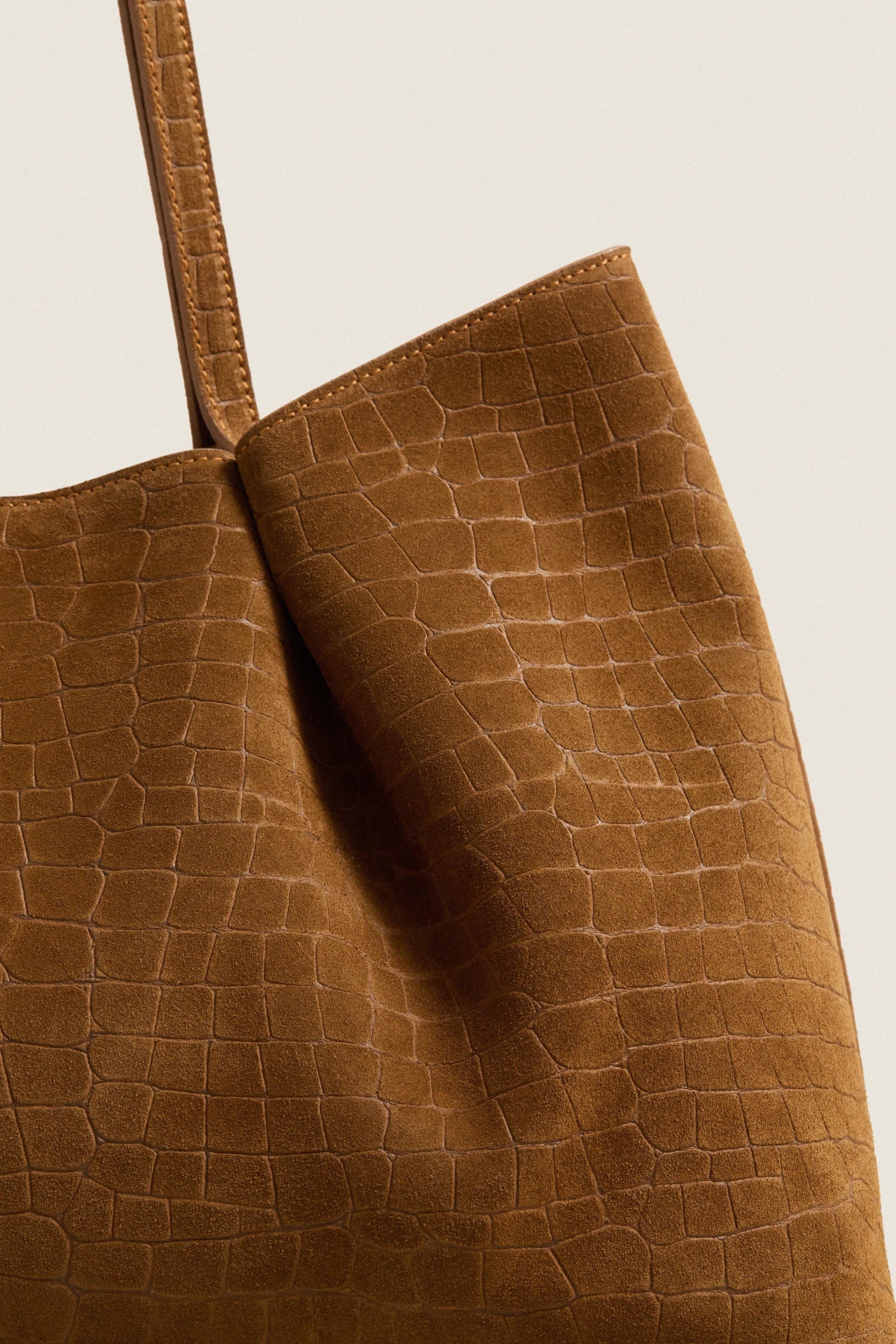 Cognac Croco Suede Dimple Tote sold by Tuckernuck product image thumbnail 3