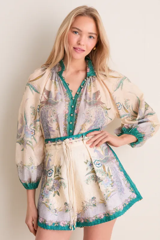 Cream Scarf Floral Indra Billow Blouse made by Zimmermann