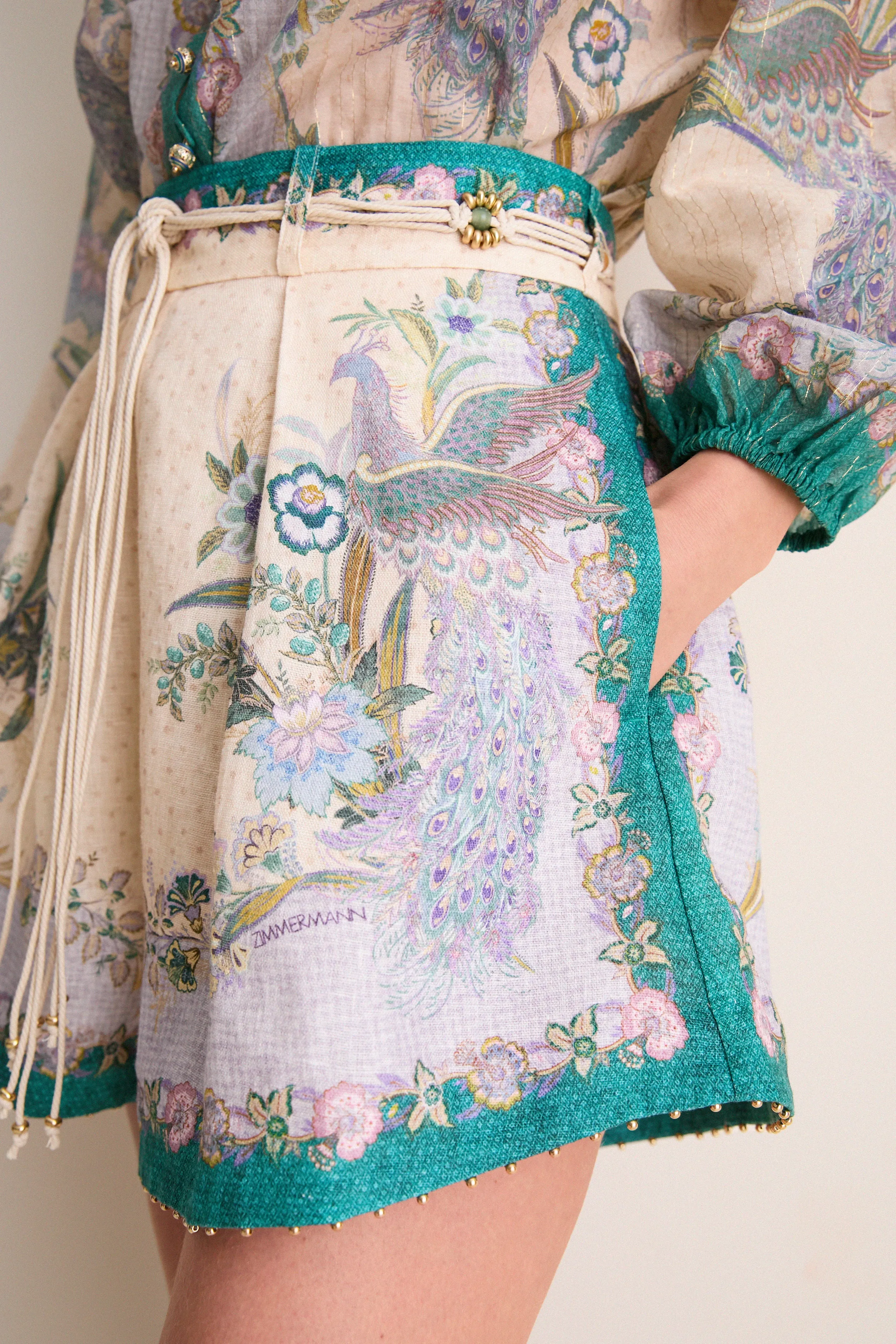 Cream Scarf Floral Indra Tuck Short sold by Tuckernuck product image thumbnail 3