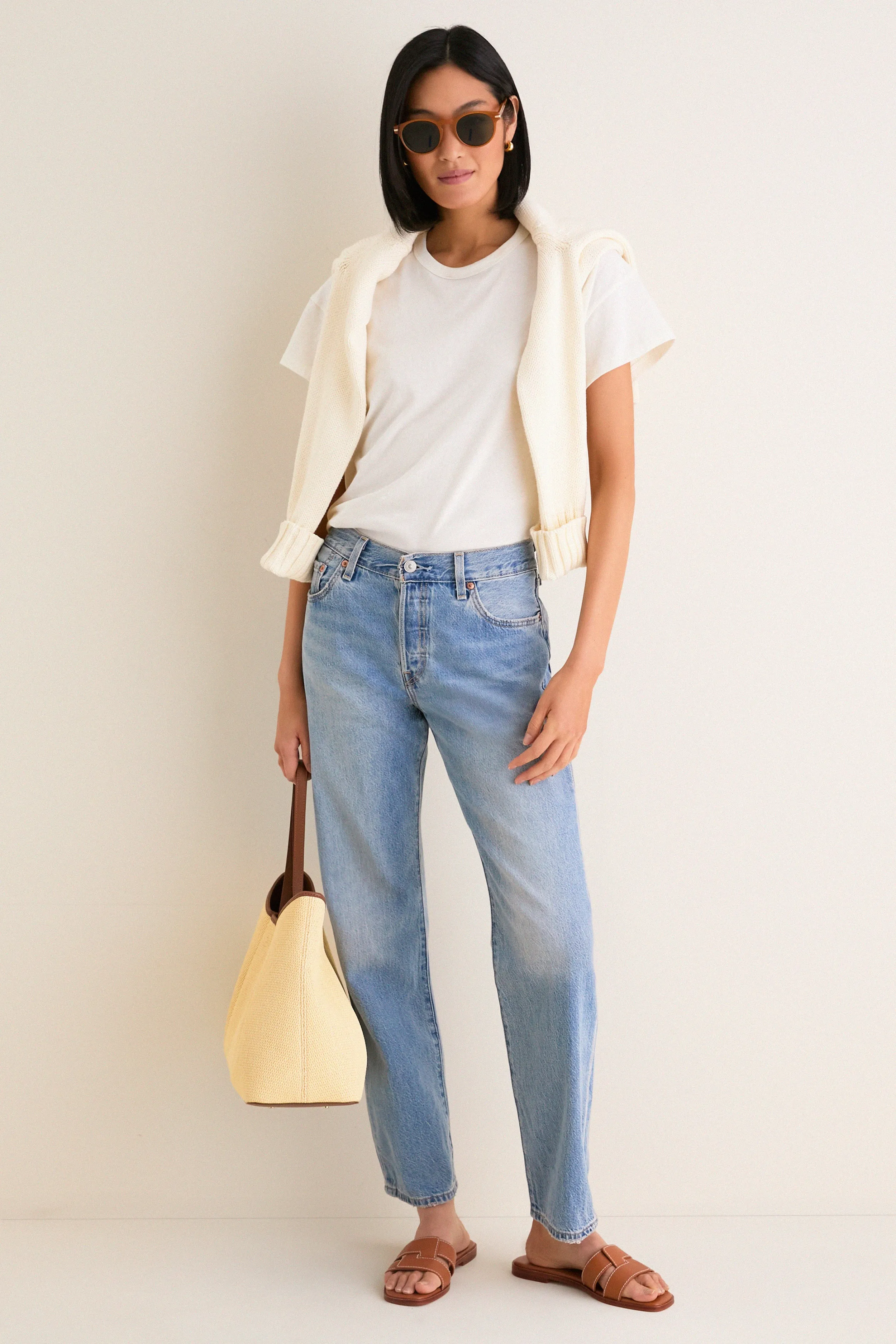 Natural and Cognac Raffia Dimple Tote sold by Tuckernuck product image thumbnail 4