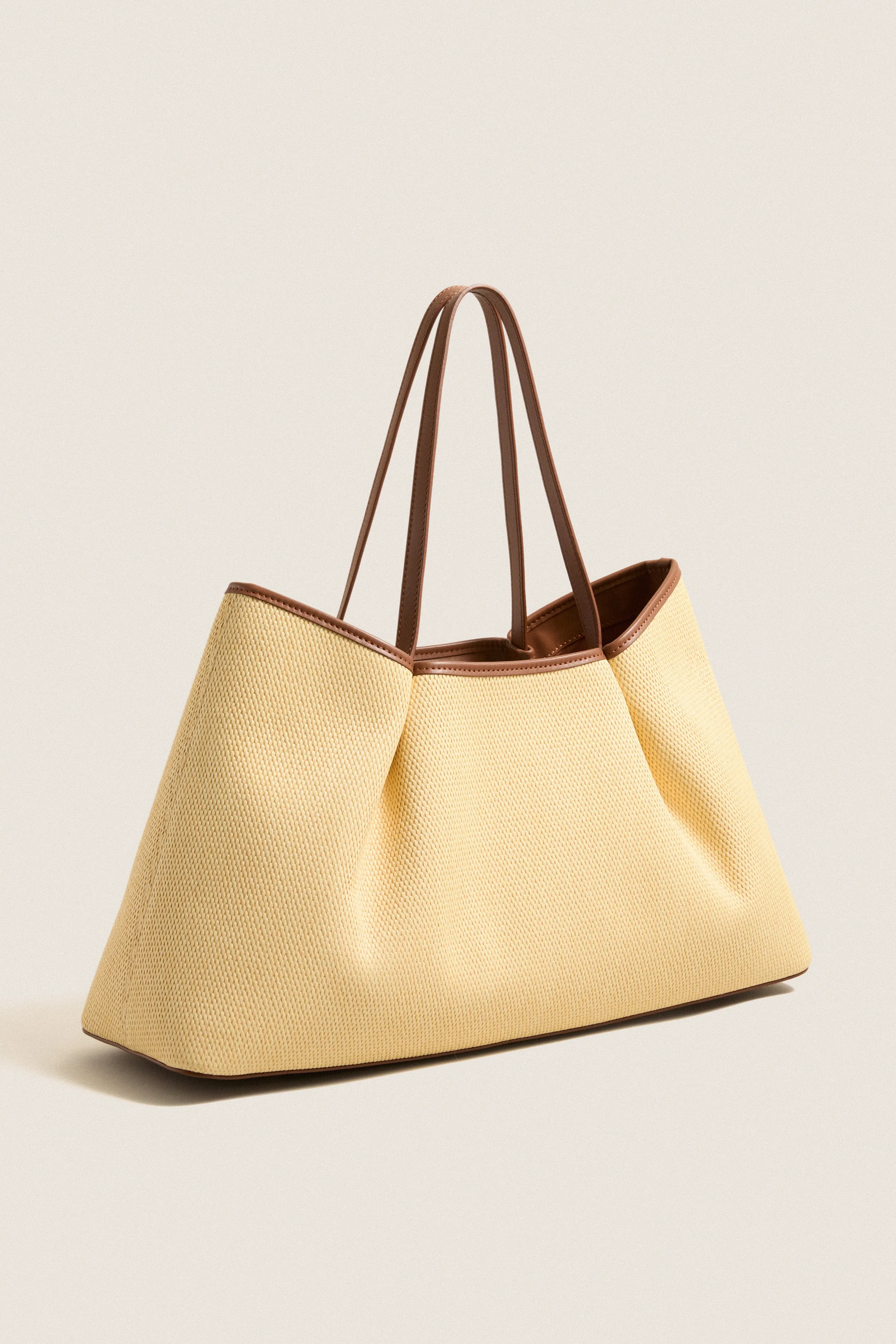 Natural and Cognac Raffia Dimple Tote sold by Tuckernuck product image thumbnail 3