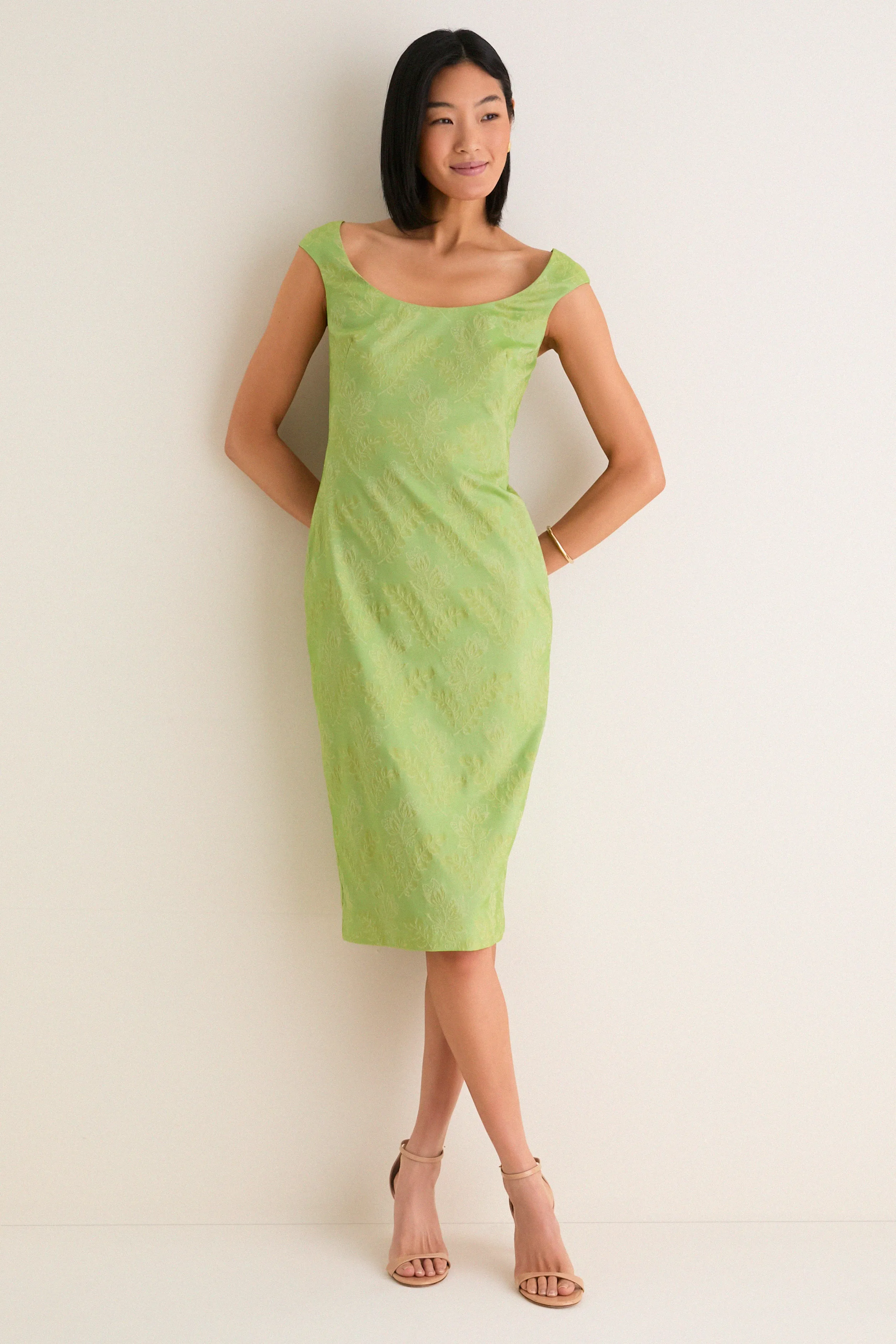 Tuileries Vine Stretch Jacquard Romy Midi Dress sold by Tuckernuck