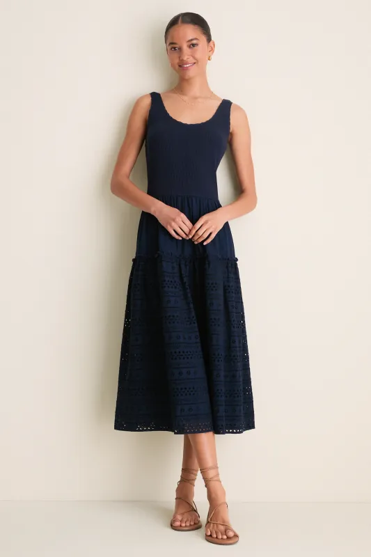 Navy Casey Midi Dress made by Tuckernuck