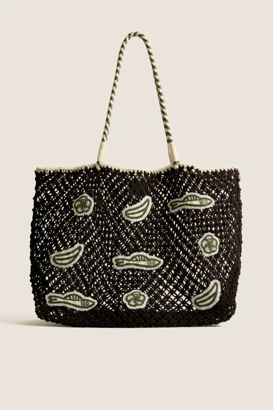 Chocolate with Multi Applique L'Ete Tote made by Clare Vivier