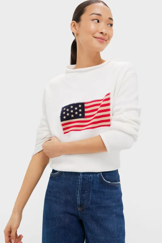 Ivory Cotton Rollneck Americana Sweater made by Tuckernuck