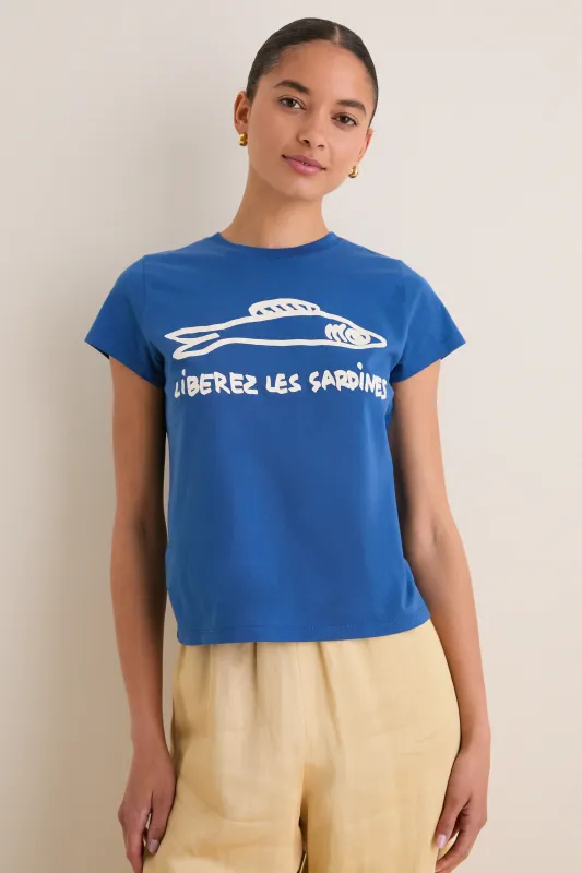 French Blue Librez les Sardines Classic Tee made by Clare Vivier