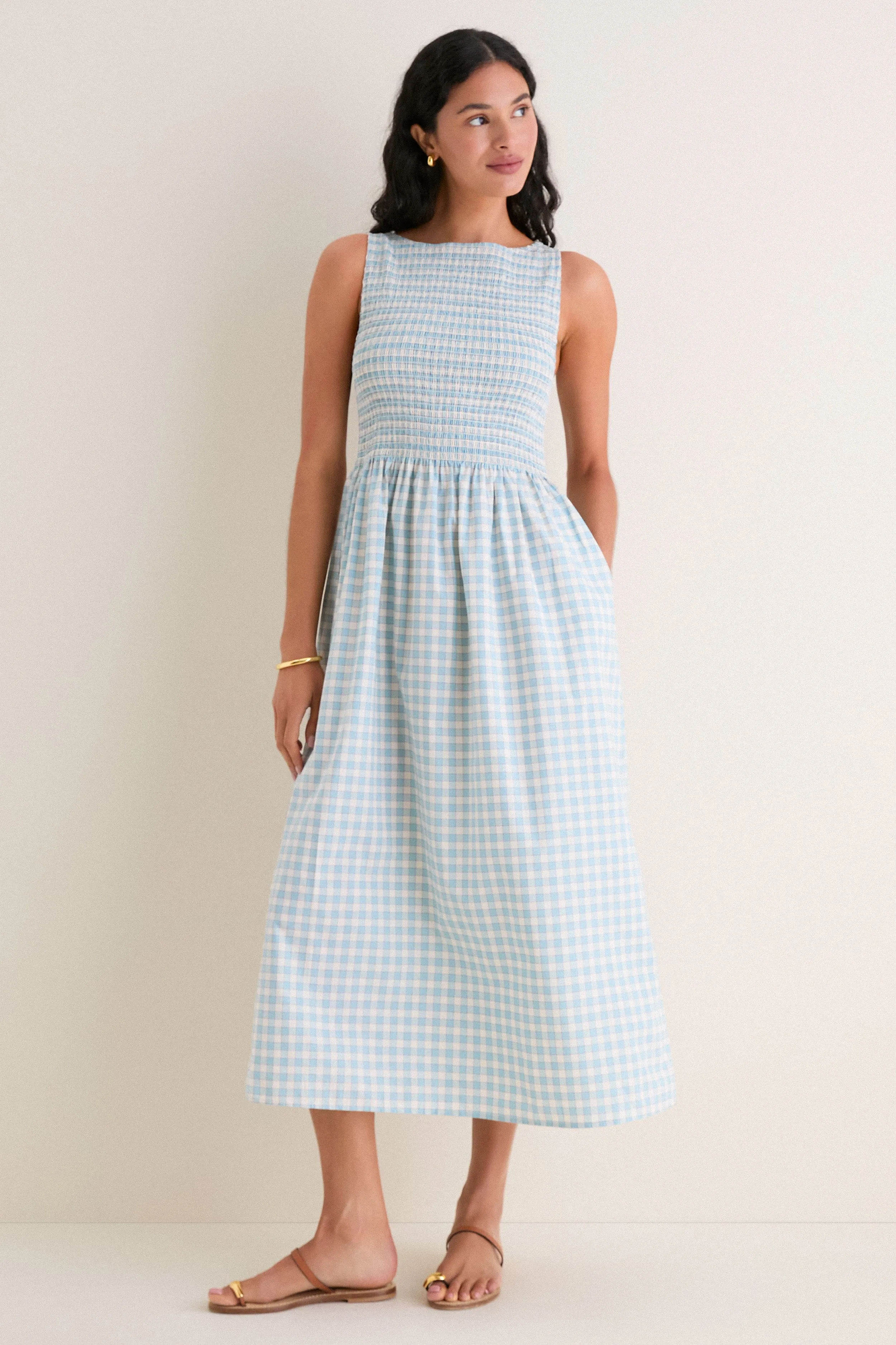 Blue and Red Gingham Cosima Nap Dress sold by Tuckernuck