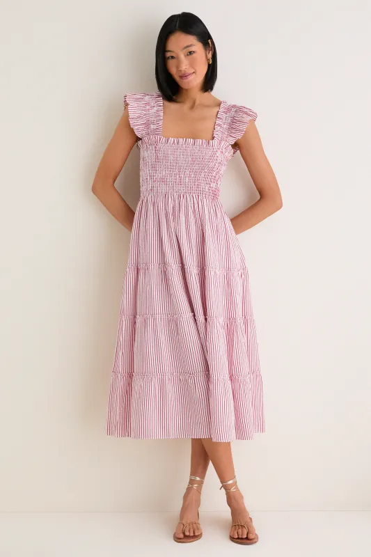 Red Ticking Stripe Ellie Nap Dress made by Hill House Home