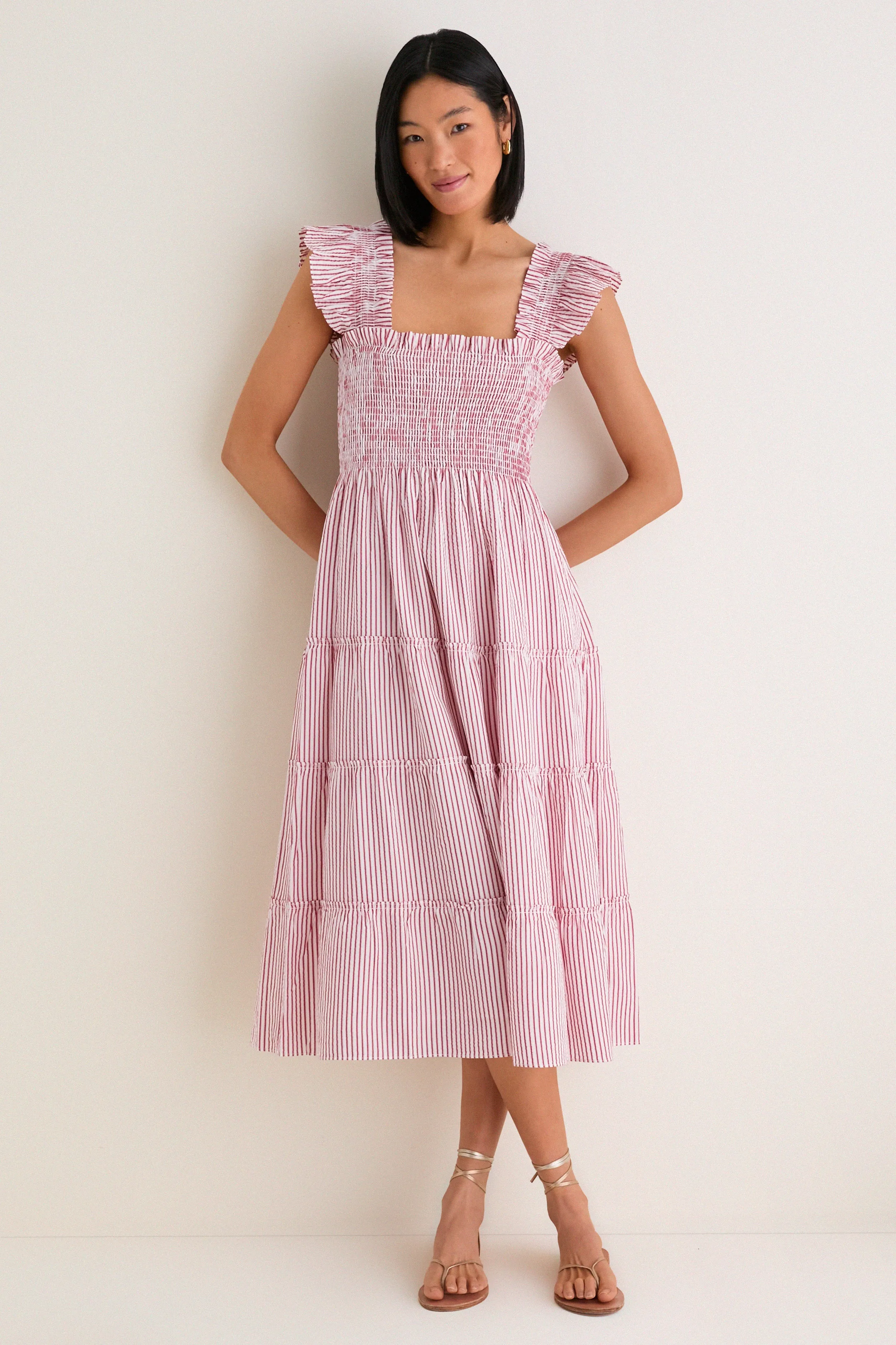 Red Ticking Stripe Ellie Nap Dress sold by Tuckernuck