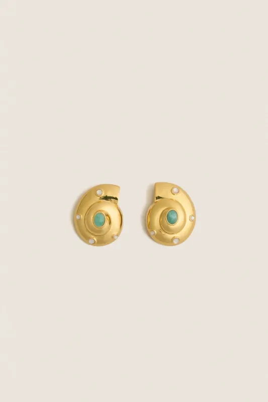 Gold Nautilus Stud Earrings made by Lizzie Fortunato