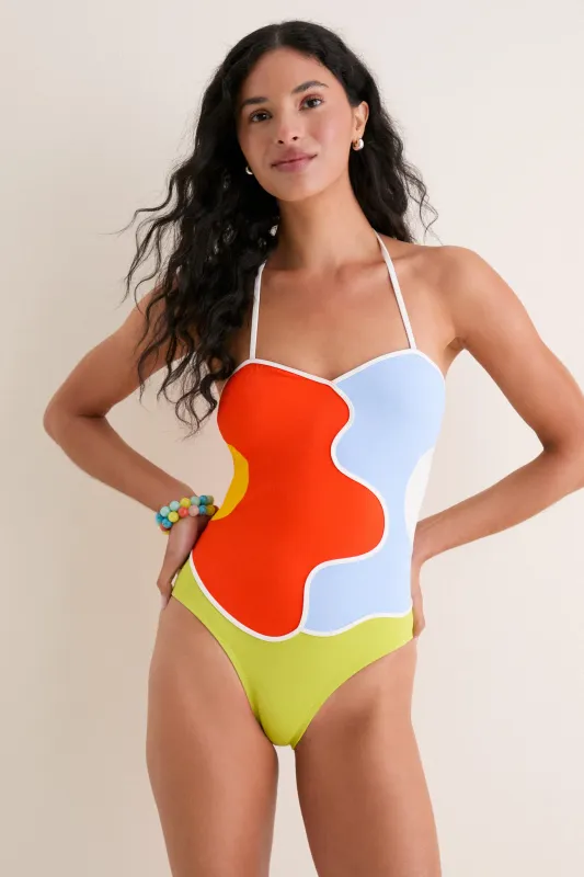 Floral Color Block Lumi One Piece made by SOLID & STRIPED