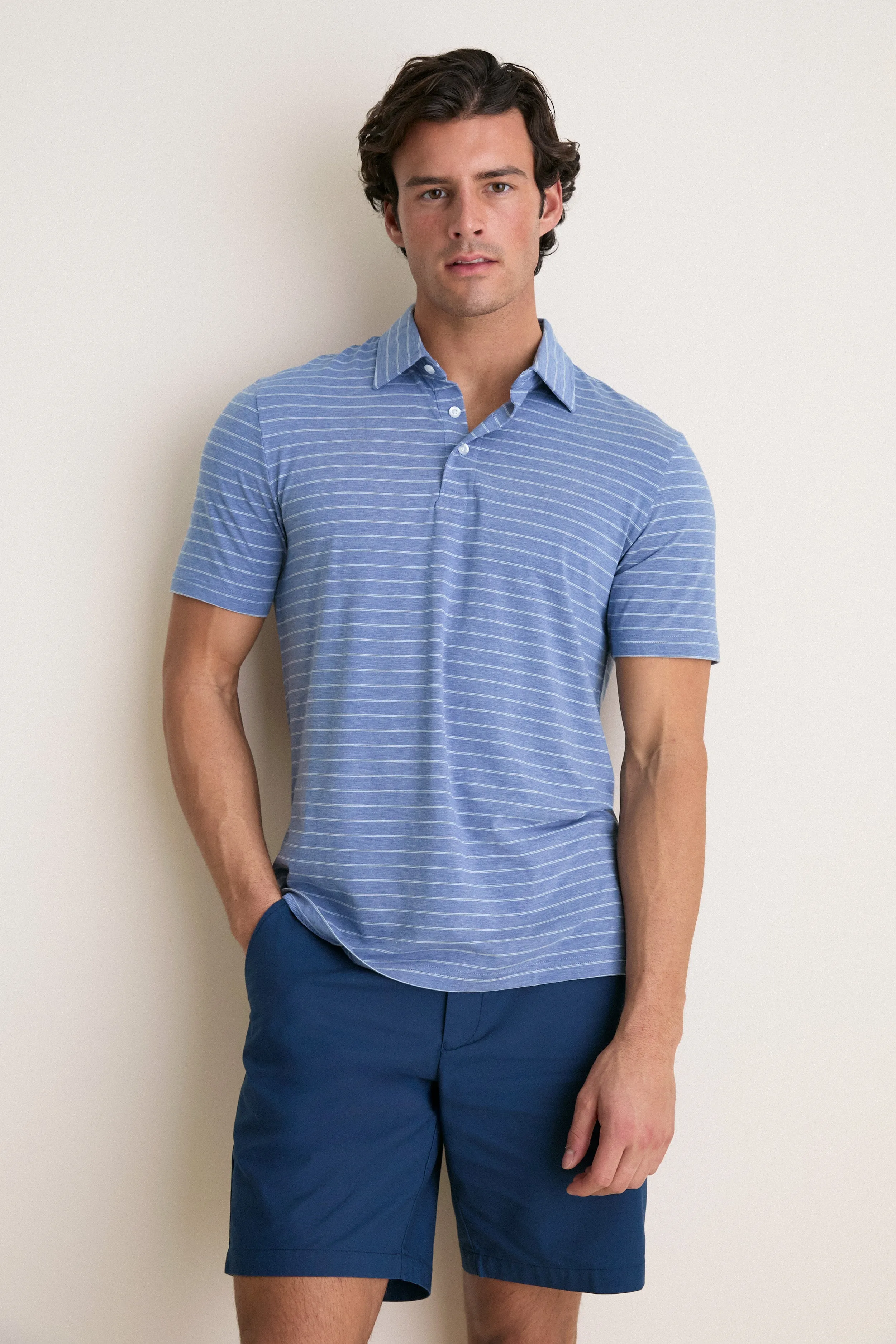 Twilight Gray Heather Stripe Movement Polo sold by Tuckernuck