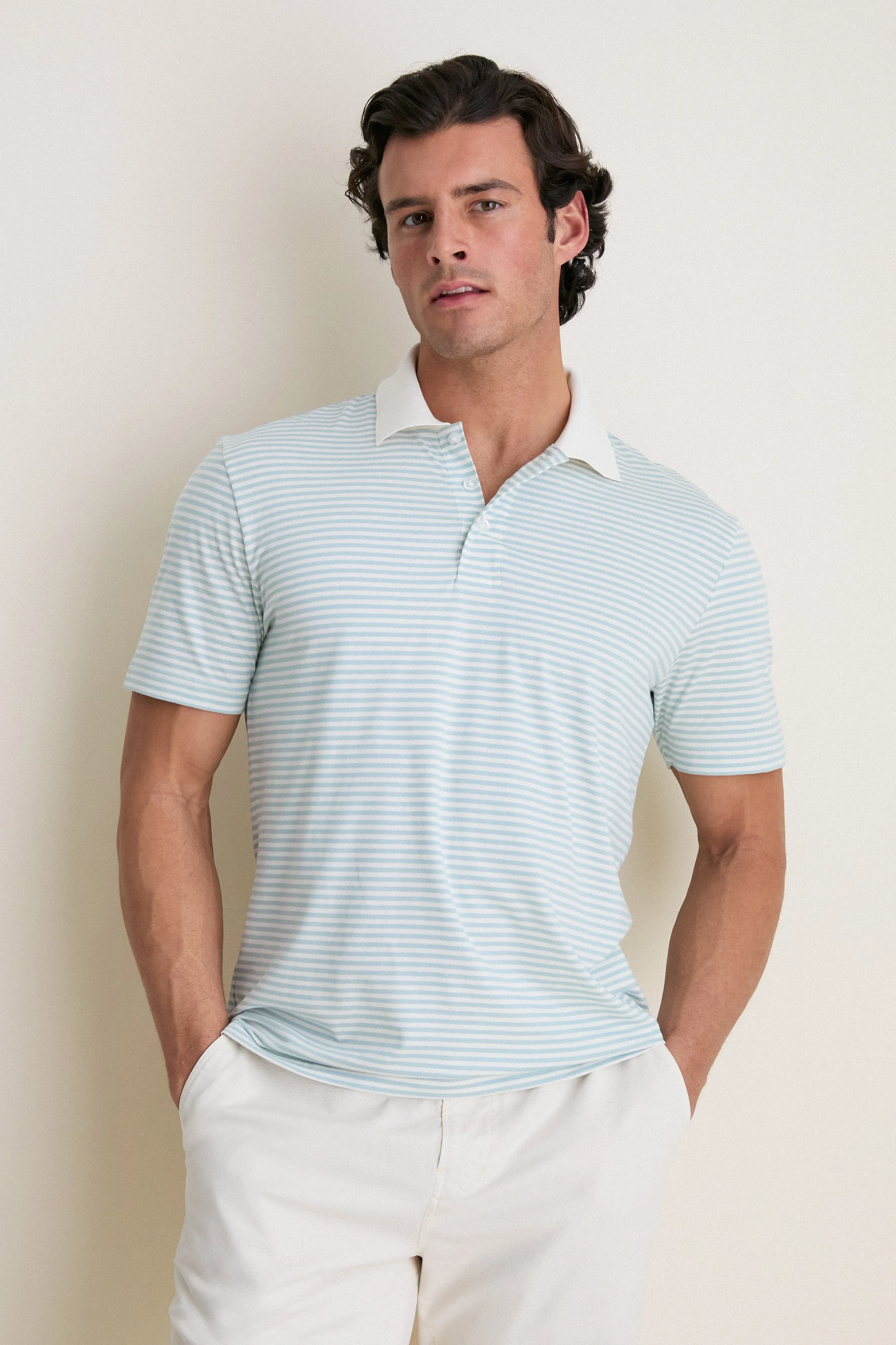 Beach Fog Stripe Movement Pique Polo sold by Tuckernuck