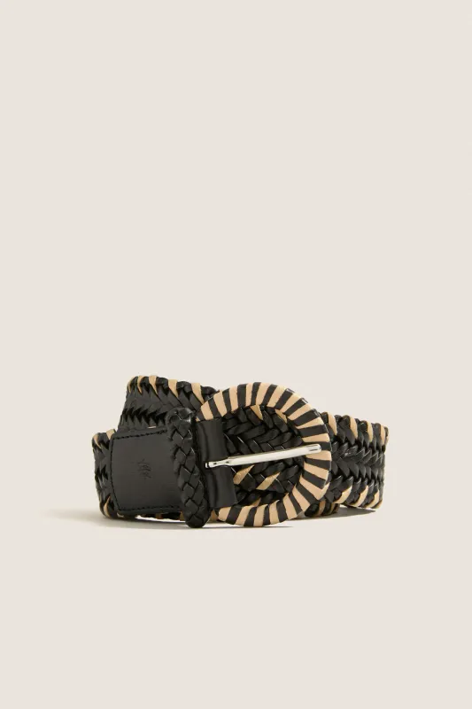 Black Wrapped Leather Buckle Belt made by Dragon Diffusion