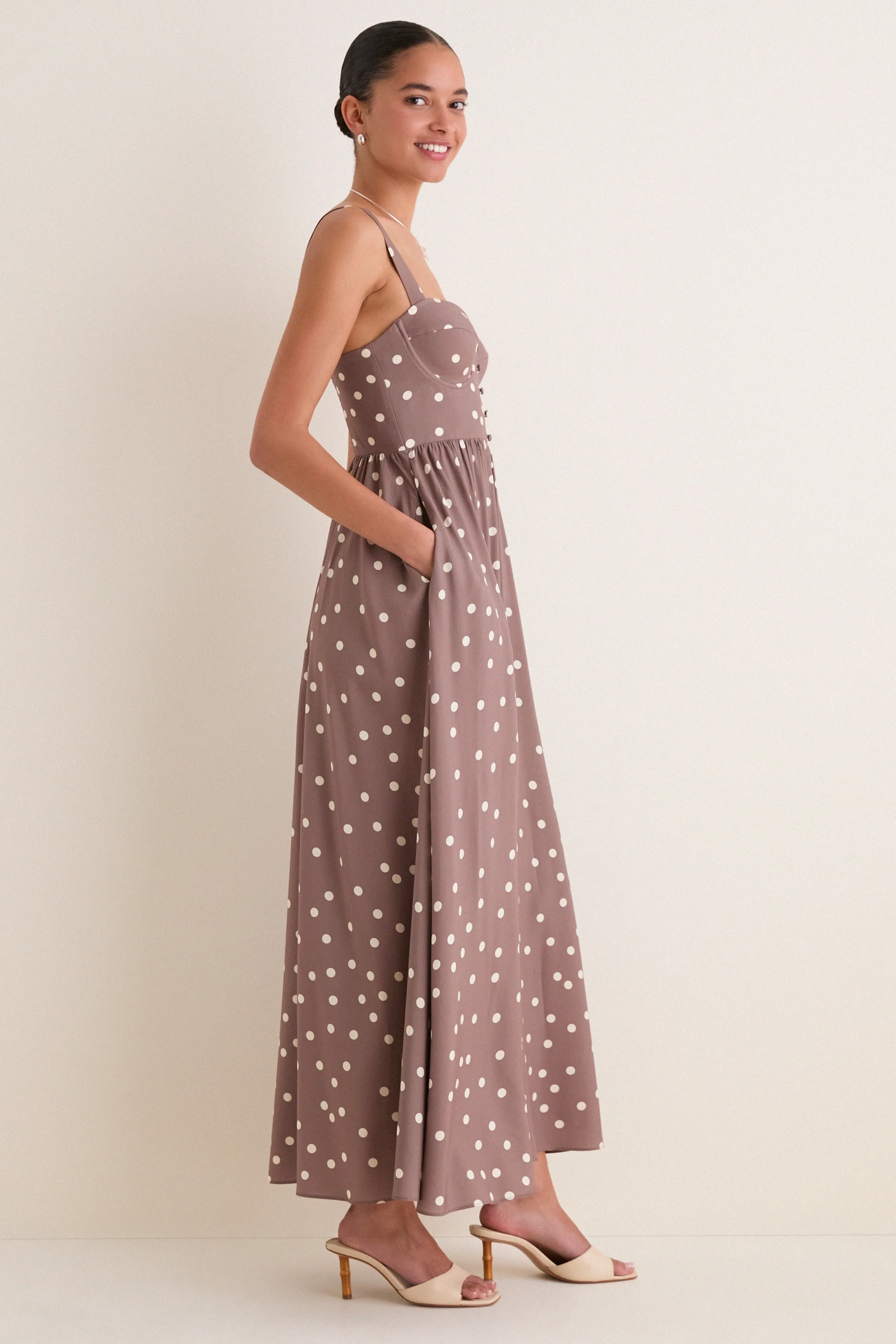 Cardamom and Ecru Polka Dot Rosette Maxi Dress sold by Tuckernuck product image thumbnail 4
