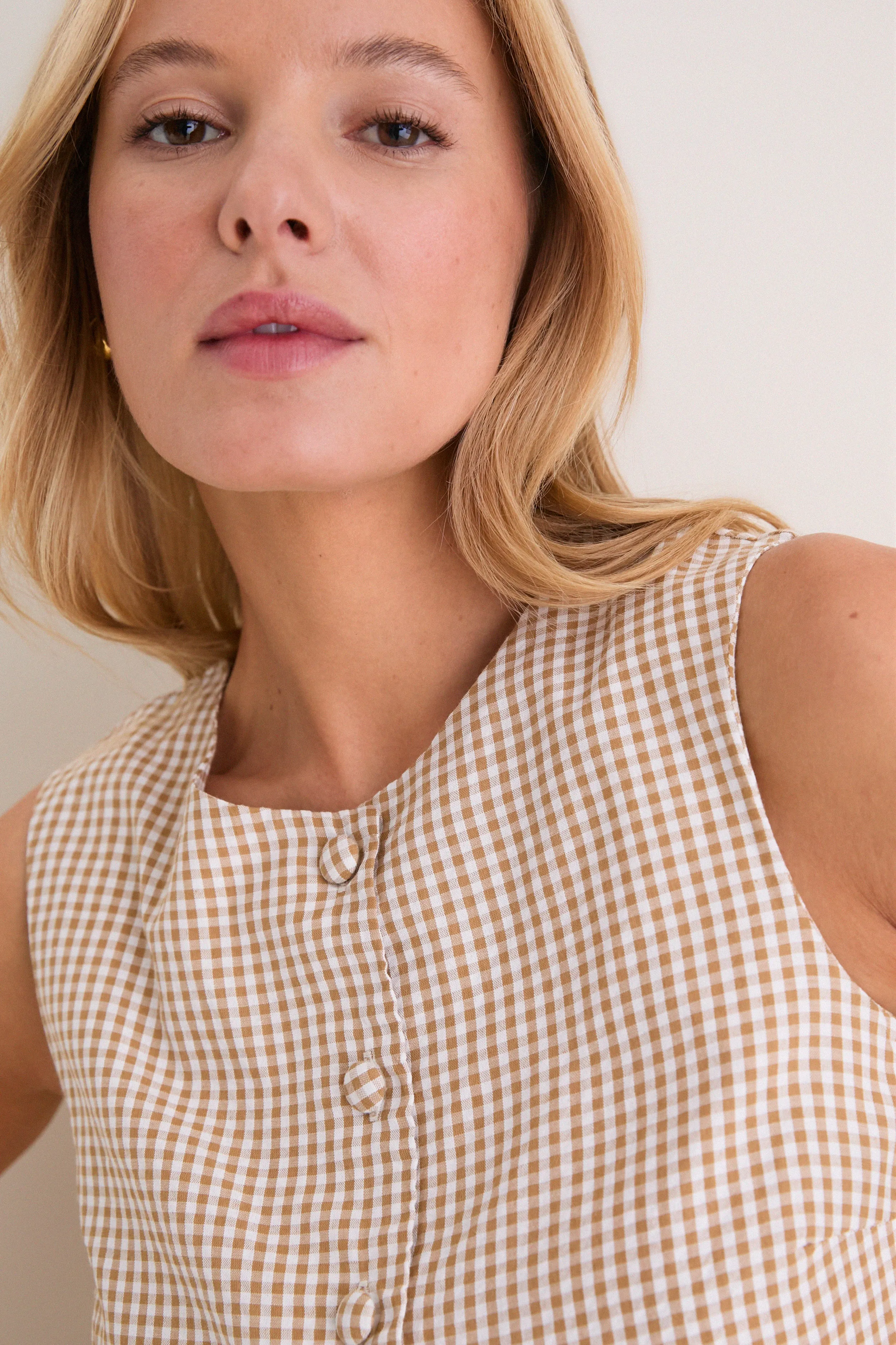 Cafe Check Button Front Wide Hem Top sold by Tuckernuck product image thumbnail 5