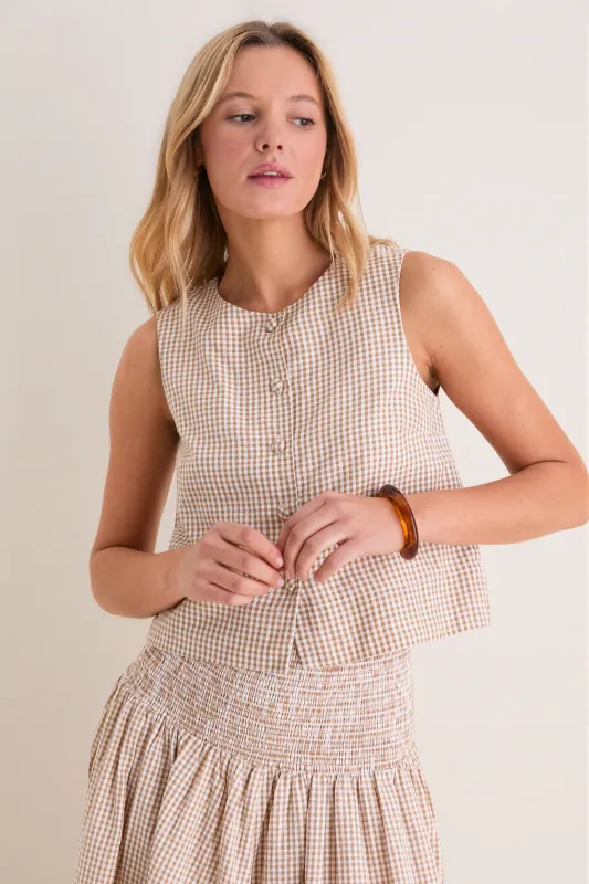 Cafe Check Button Front Wide Hem Top made by Tuckernuck