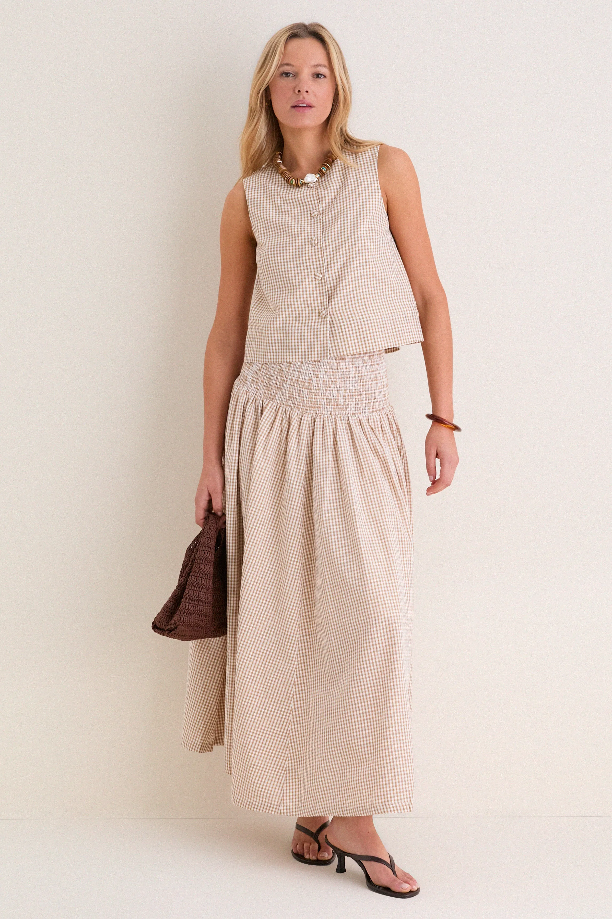 Cafe Check Button Front Wide Hem Top sold by Tuckernuck product image thumbnail 2