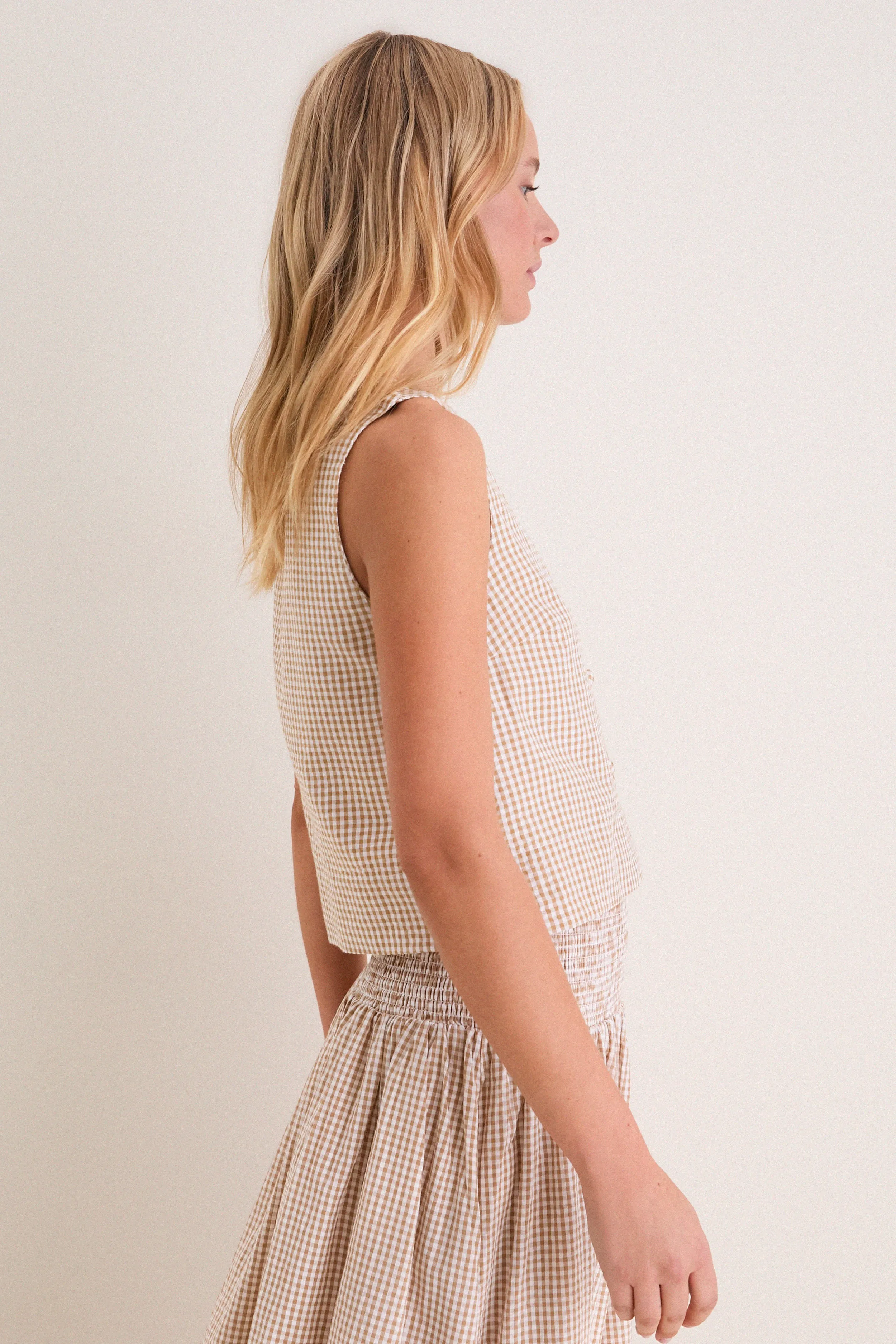 Cafe Check Button Front Wide Hem Top sold by Tuckernuck product image thumbnail 3