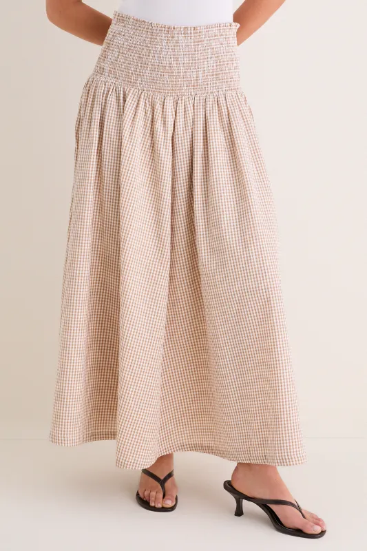 Cafe Check Smocked Maxi Skirt made by Tuckernuck
